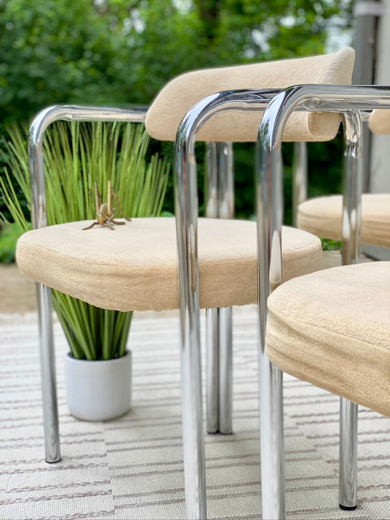 Retro Chrome Tubular Set of 4 Chairs