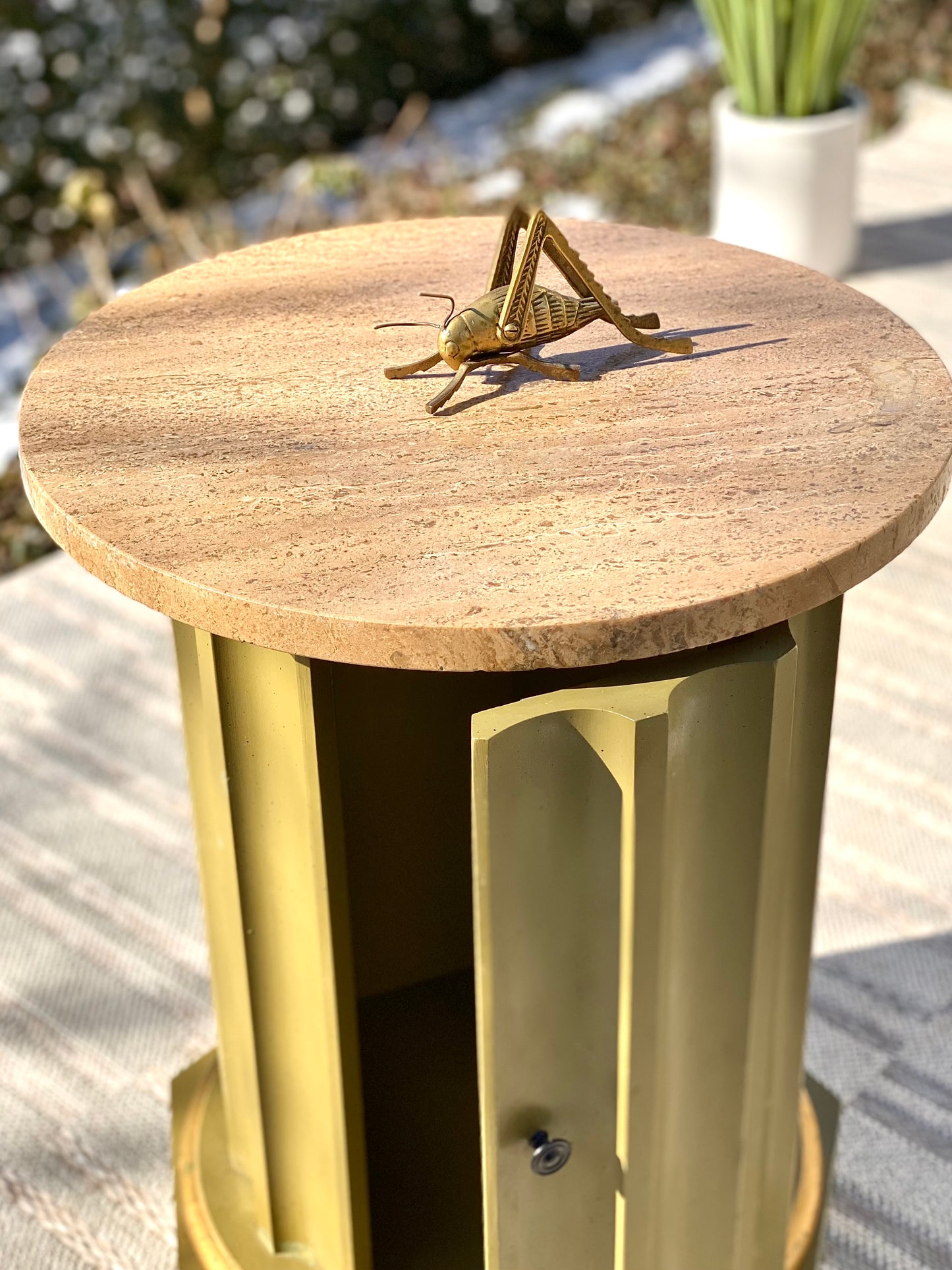 Vintage MCM Marble Top Round Side Table