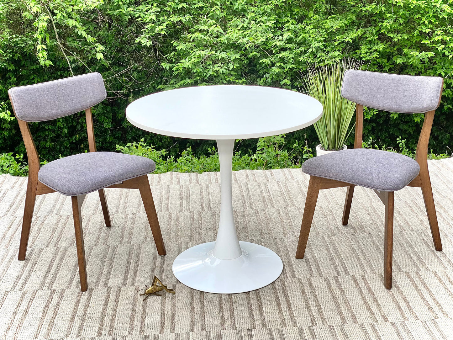Modern White Bistro Table & 2 Chairs