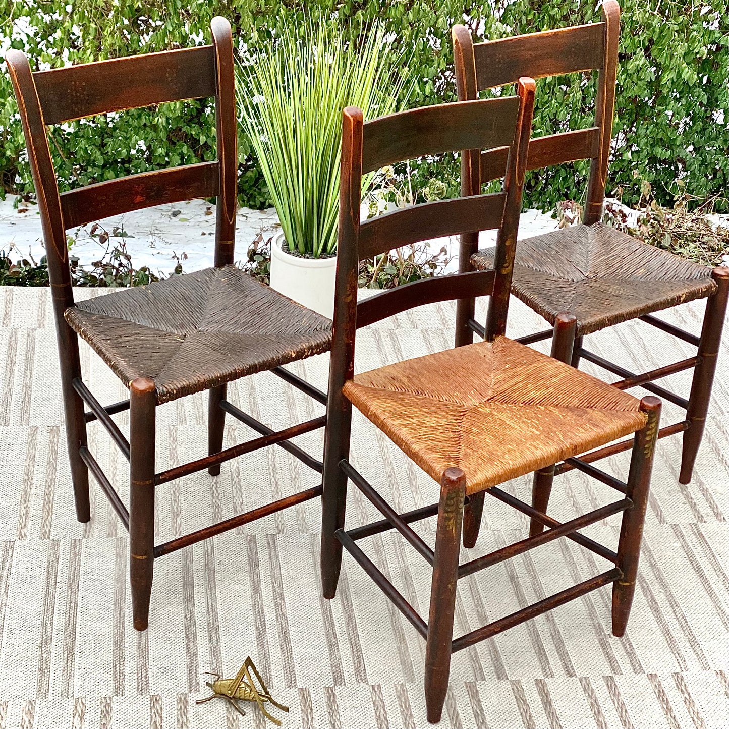 Vintage Set of 3 Stenciled Accent Chairs