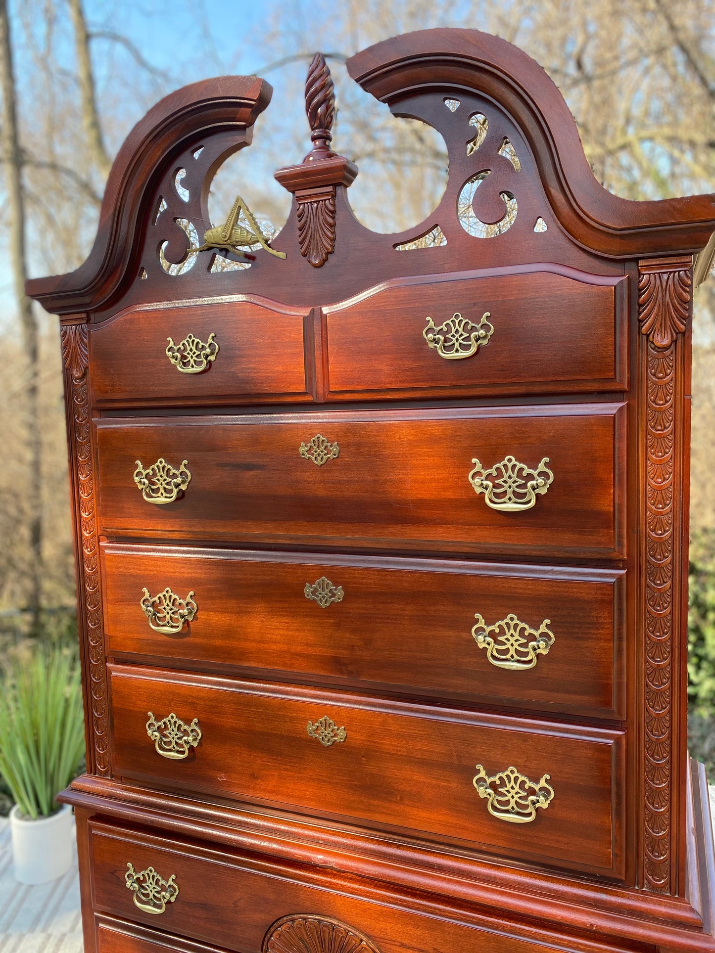 Vintage Bassett 6 Drawer Highboy Dresser