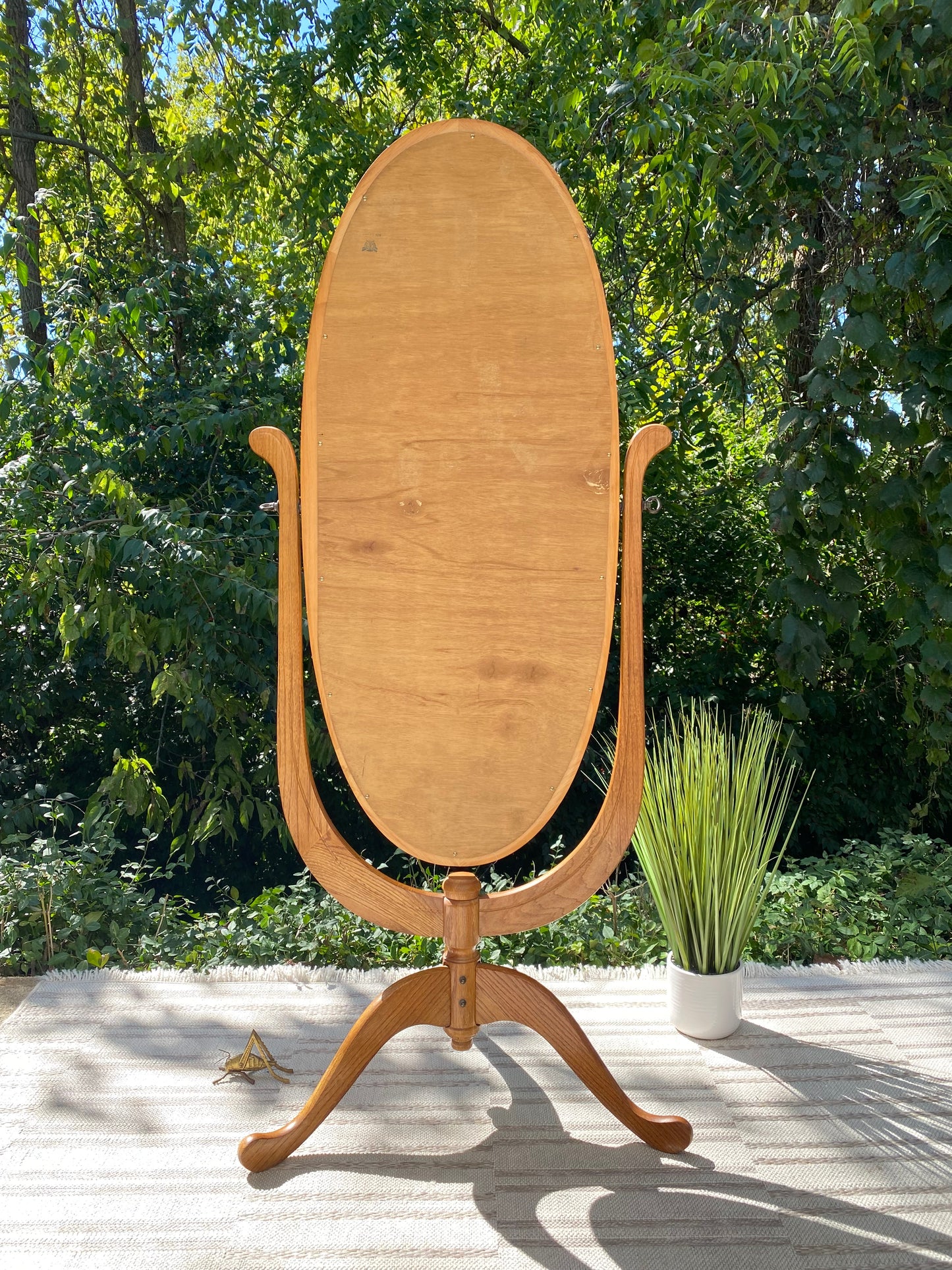 Solid Oak Frame Standing Mirror