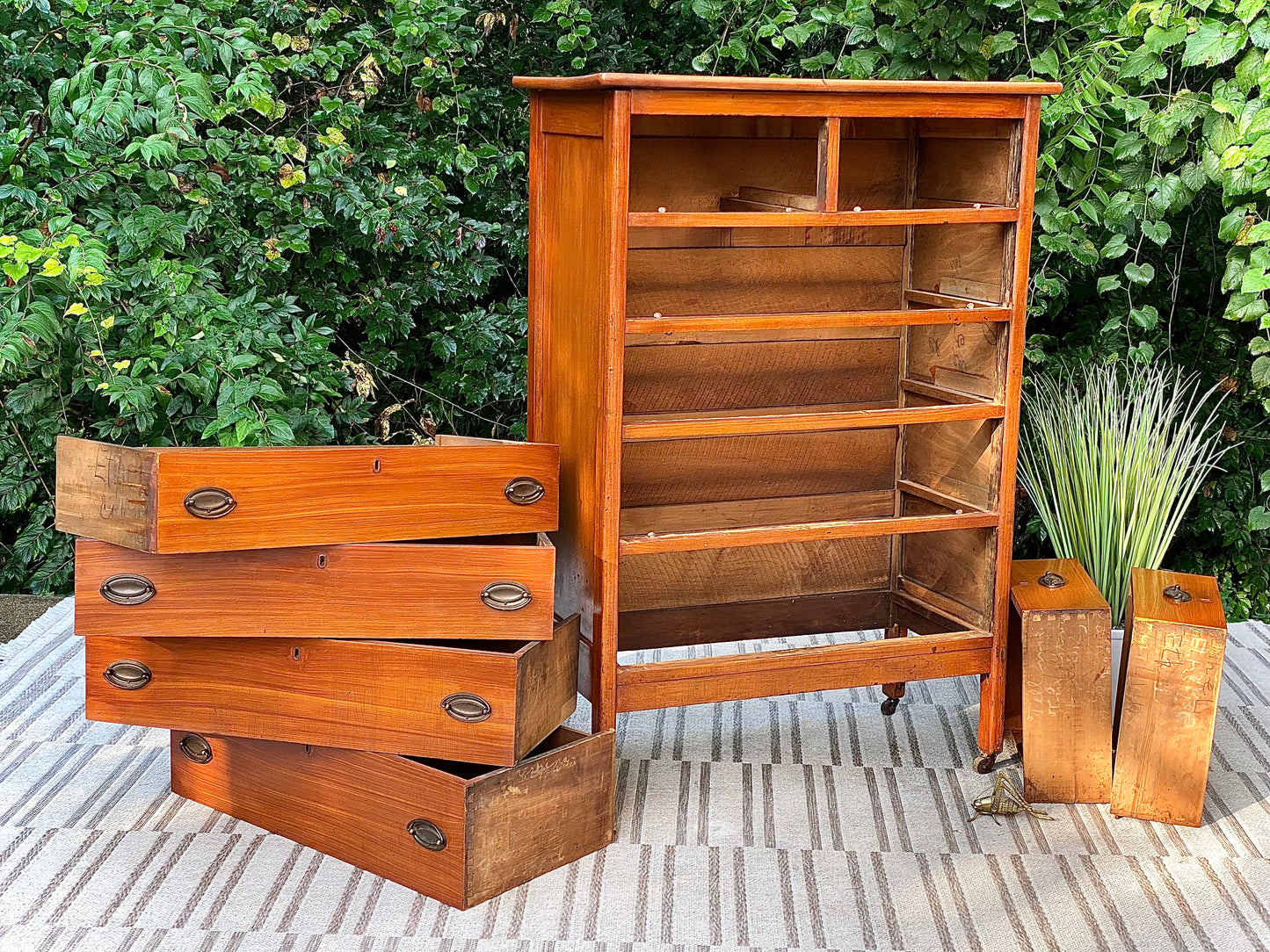 Vintage Painted 6 Drawer Highboy Dresser