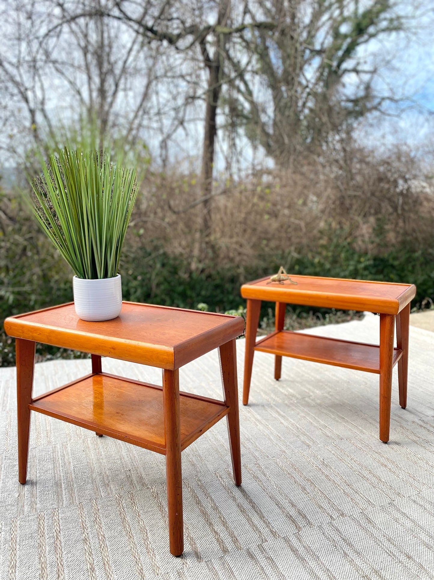 Vintage MCM Pine Side Tables