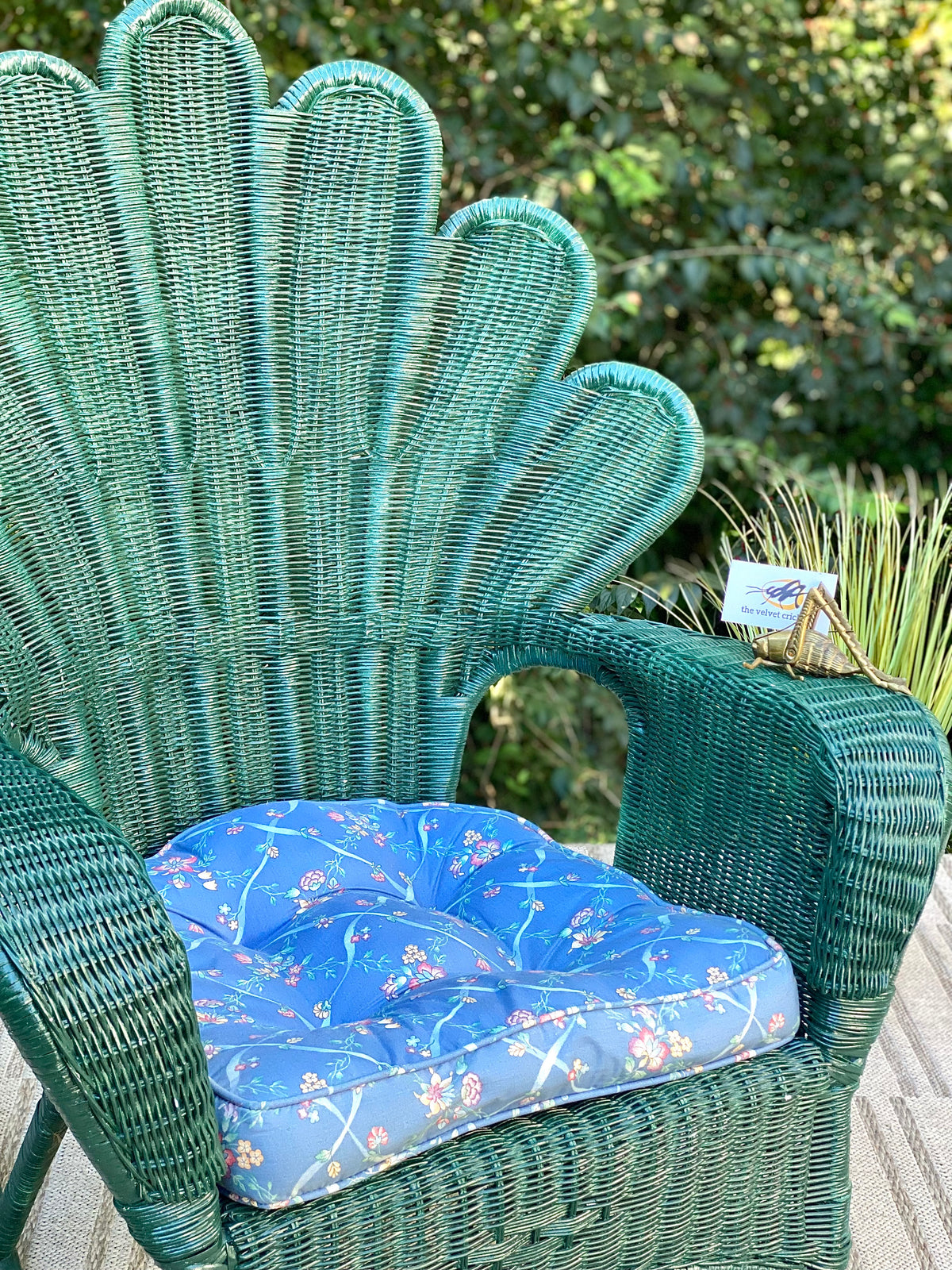 Vintage Peacock Fanback Wicker Rocking Chair