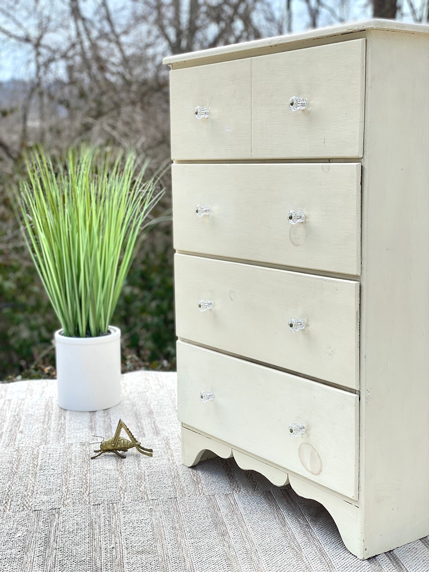 Small Vintage Painted Pine Accent Dresser