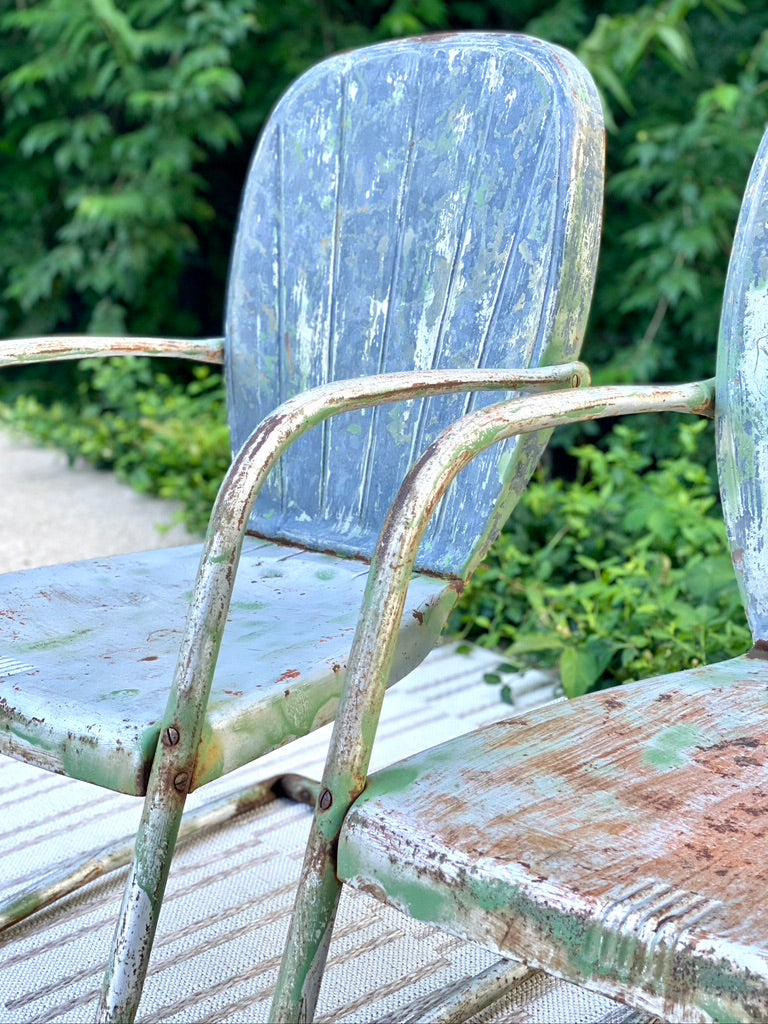 Vintage Metal Clamback Outdoor Chairs