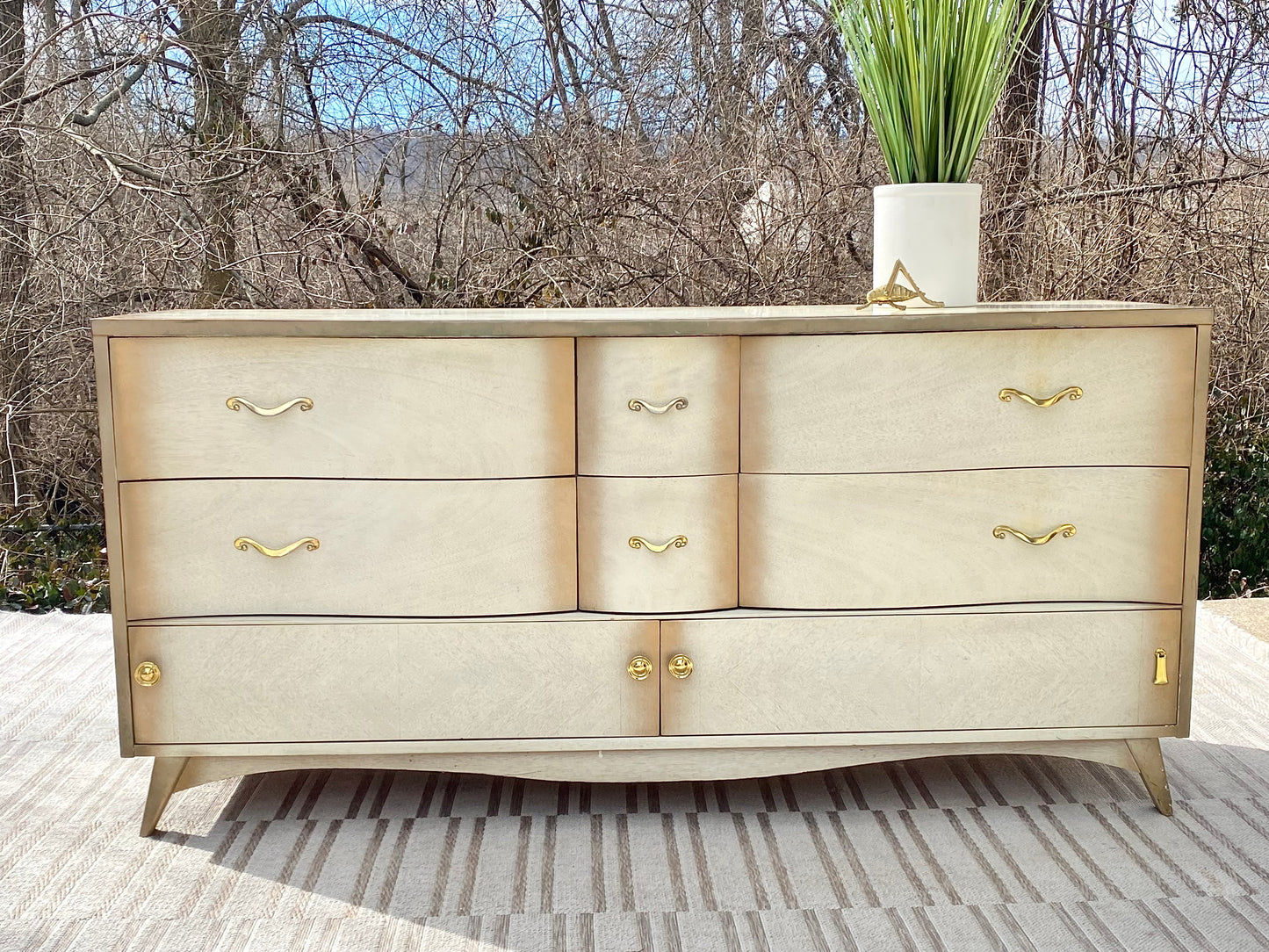 Vintage MCM Lowboy Basic Witz 8 Drawer Dresser
