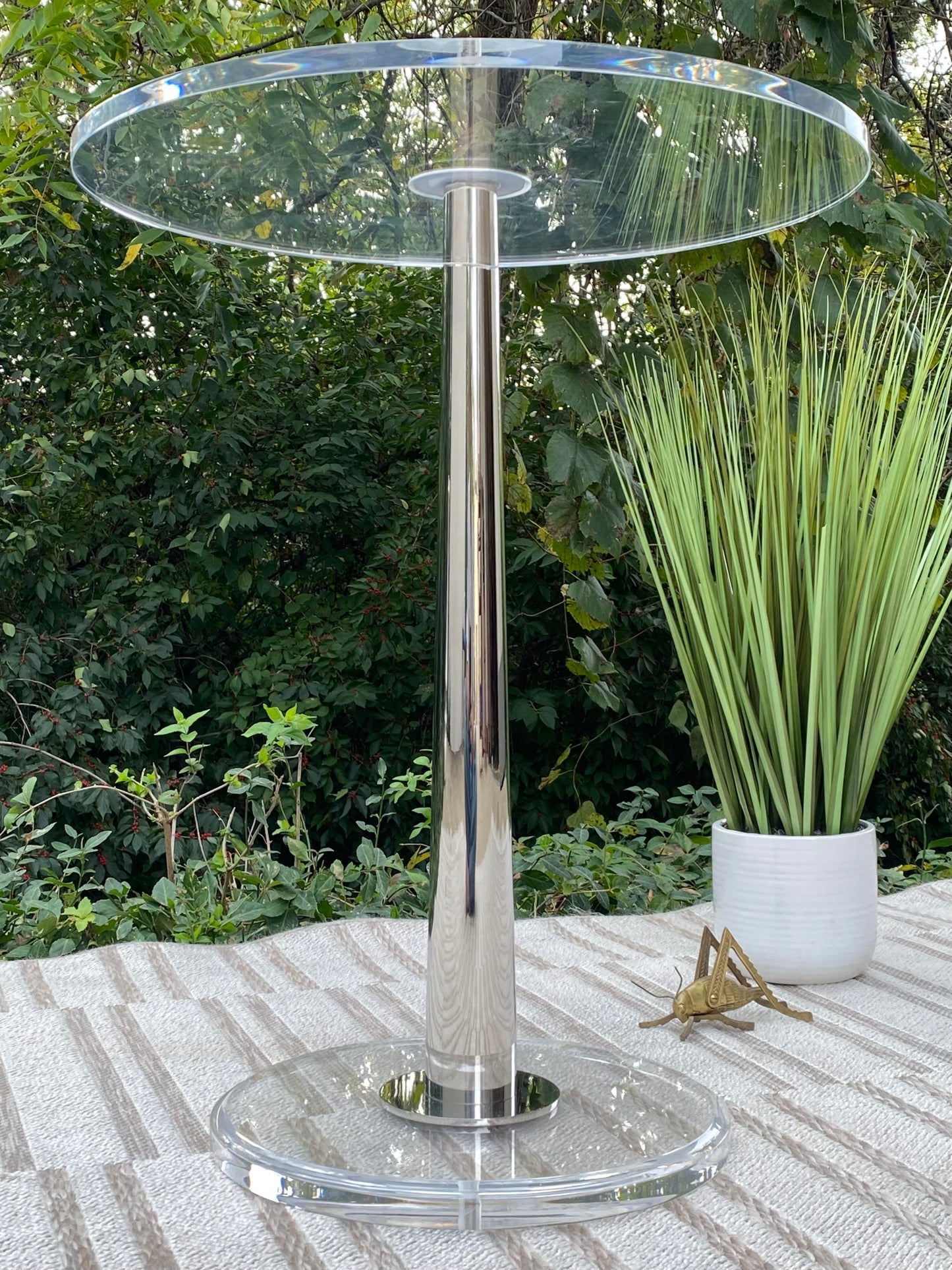 Nice Modern Lucite Chrome Side Table