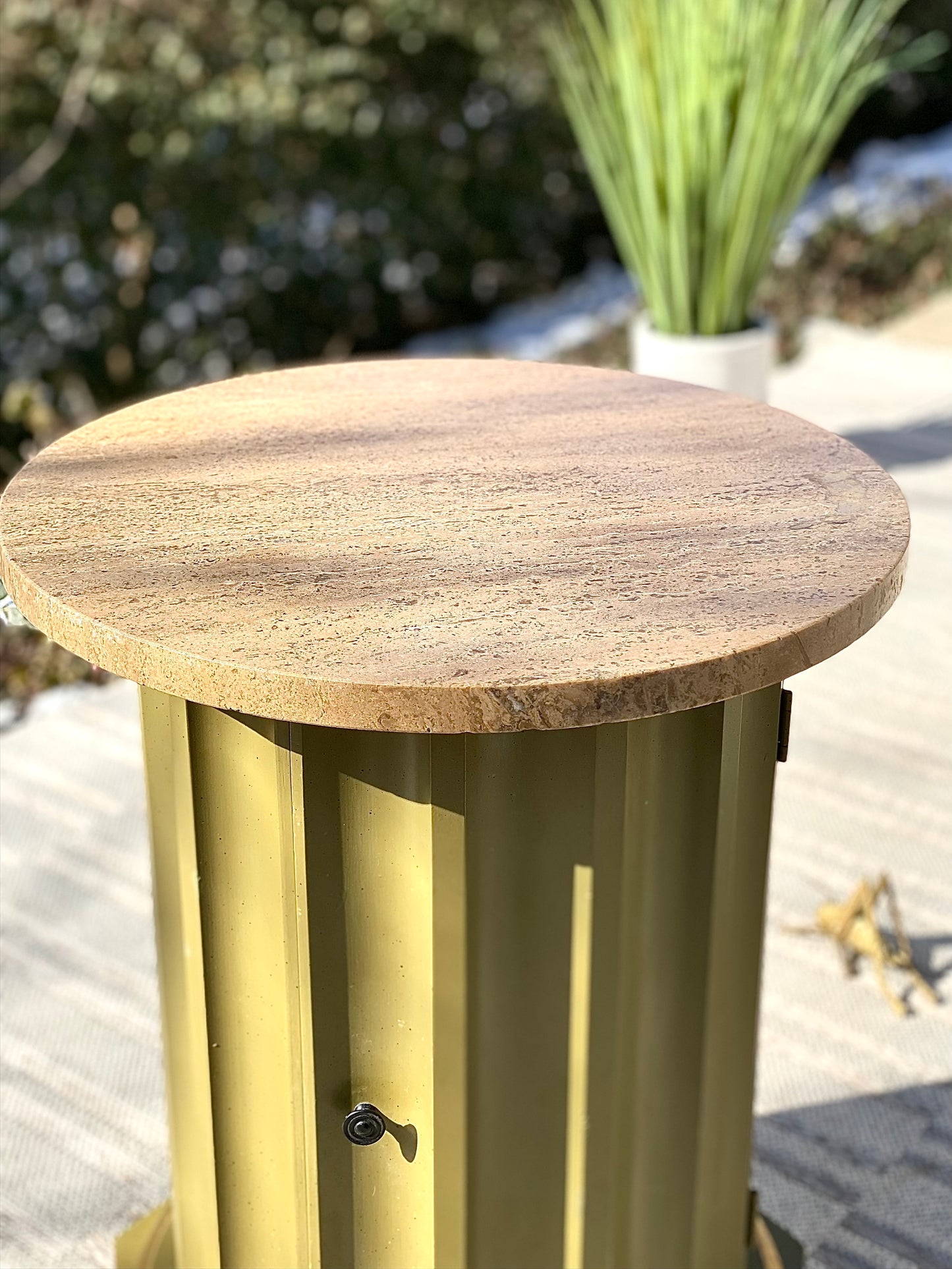 Vintage MCM Marble Top Round Side Table