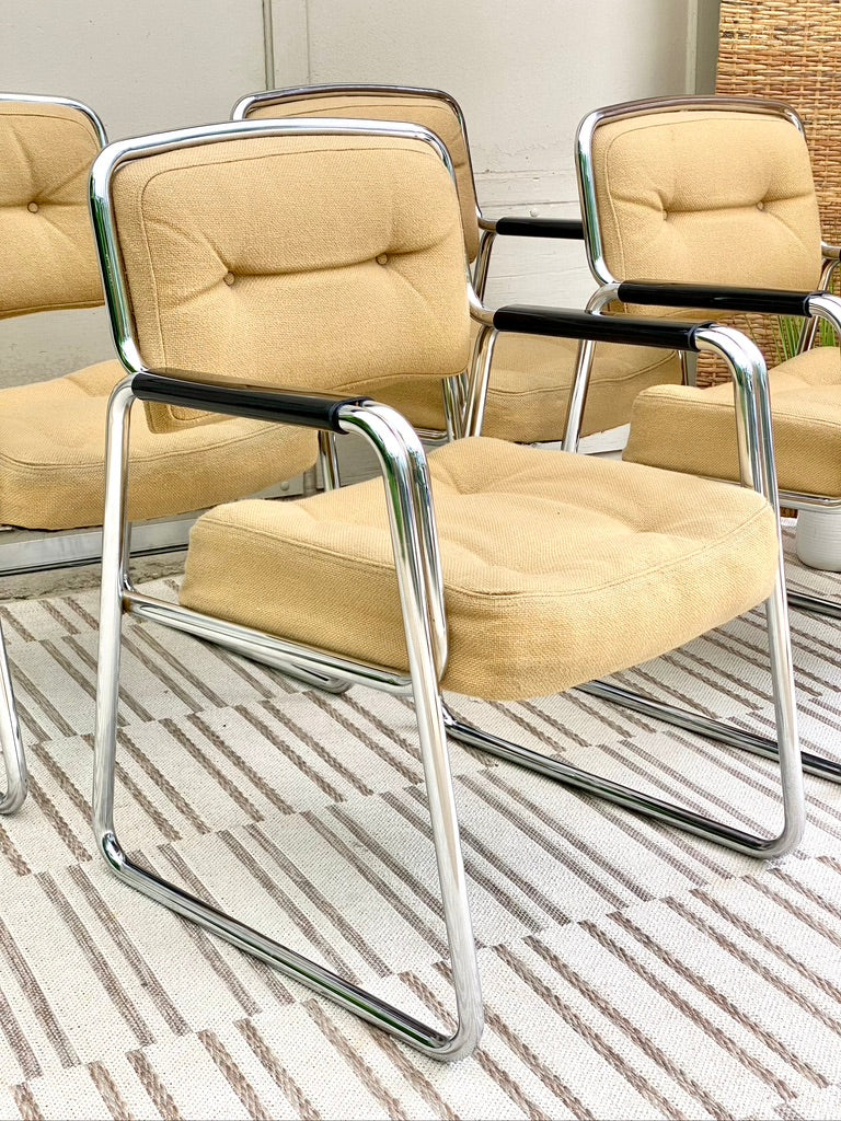 Retro Chrome Tubular Set of 4 Chairs