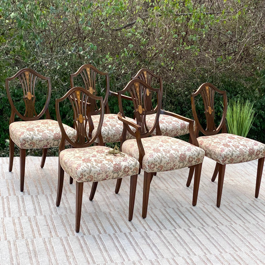 Vintage Set of 6 Hepplewhite Chairs