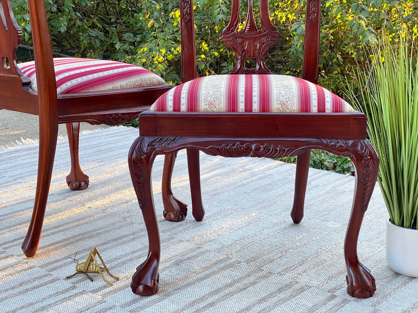 Pair of Mahogany Upholstered Accent Chairs