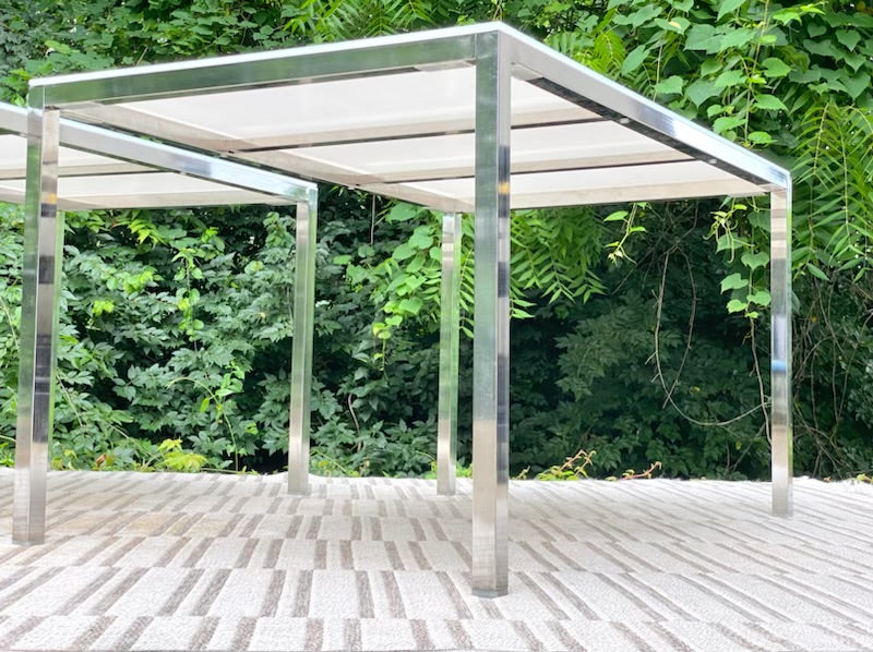 Glass & Chrome Dining Tables - 2 Available