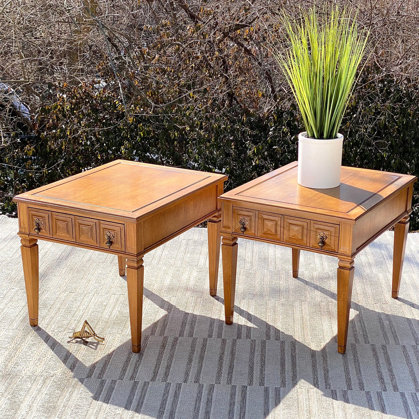 Vintage Pair of Wooden Side Tables