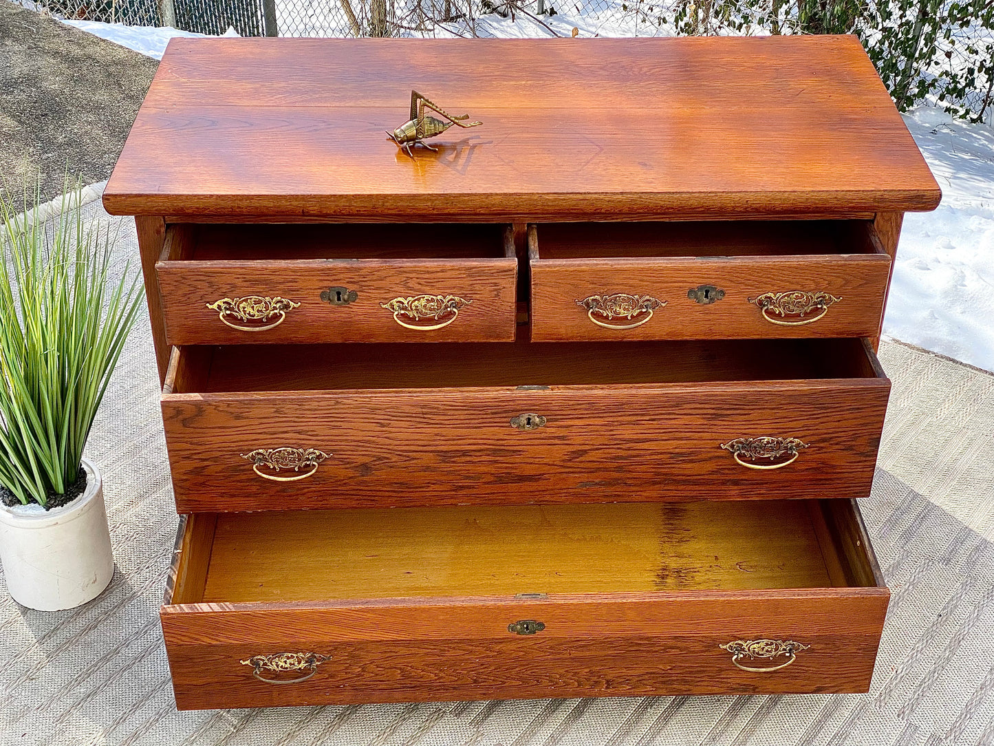 Vintage Oak 4 Drawer Dresser