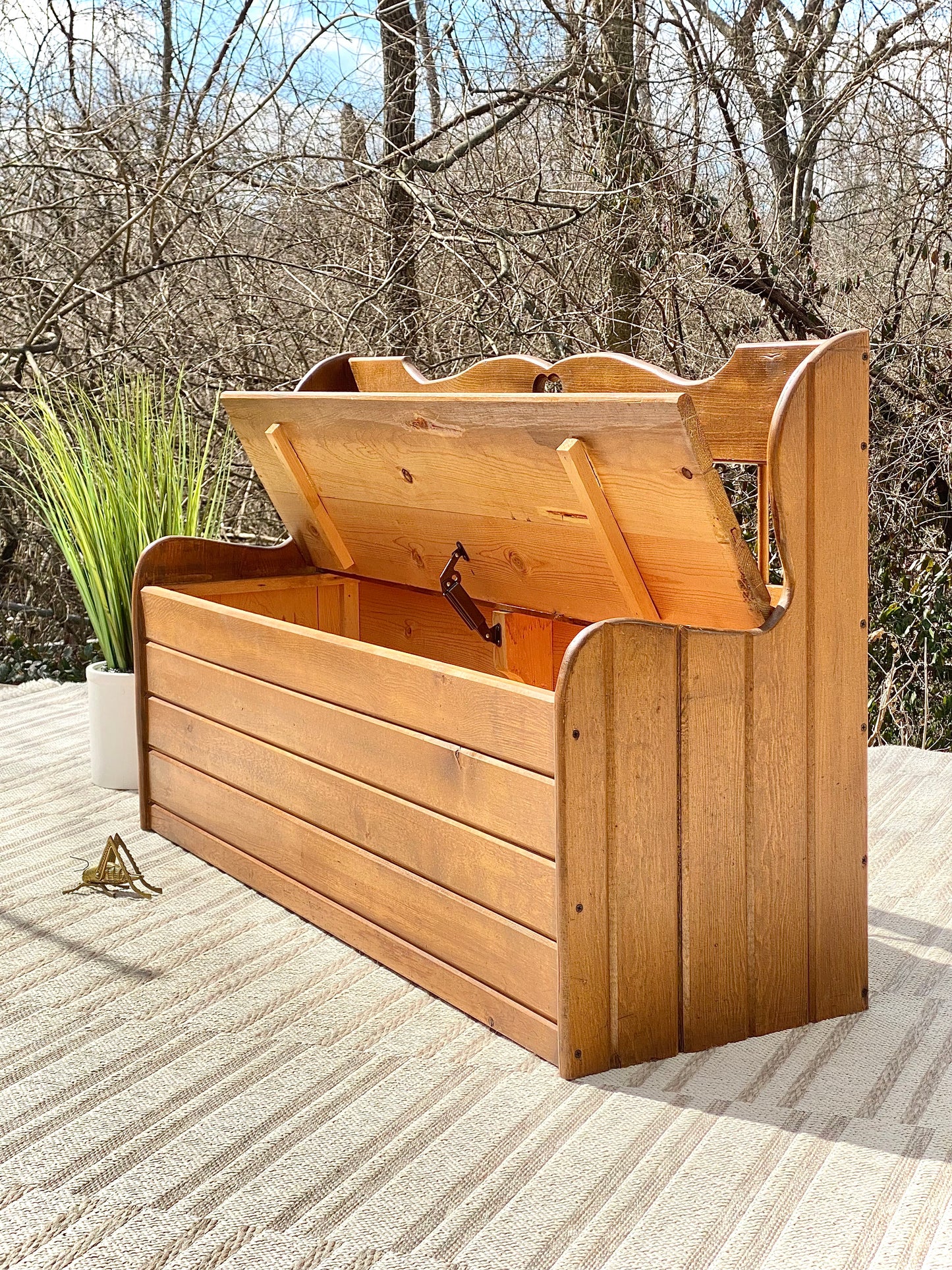 Vintage Pine Storage Bench Toy Chest