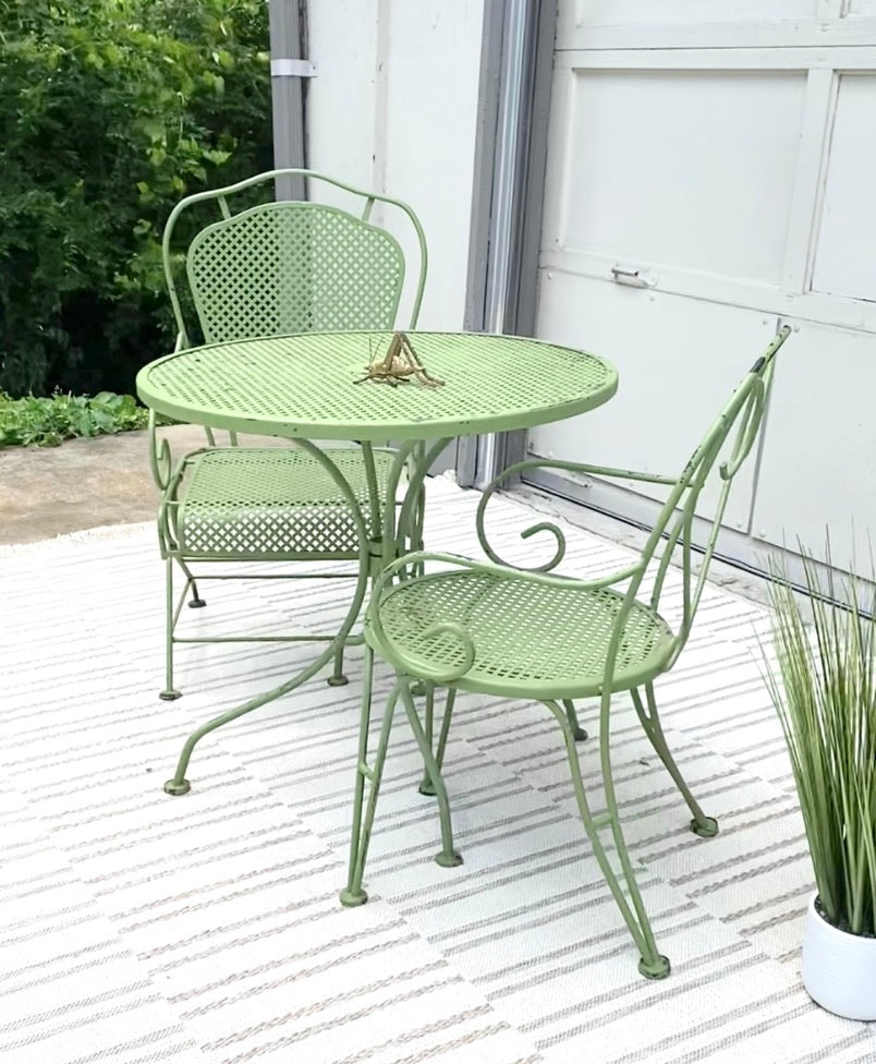 Vintage 3 Piece Green Metal Patio Set