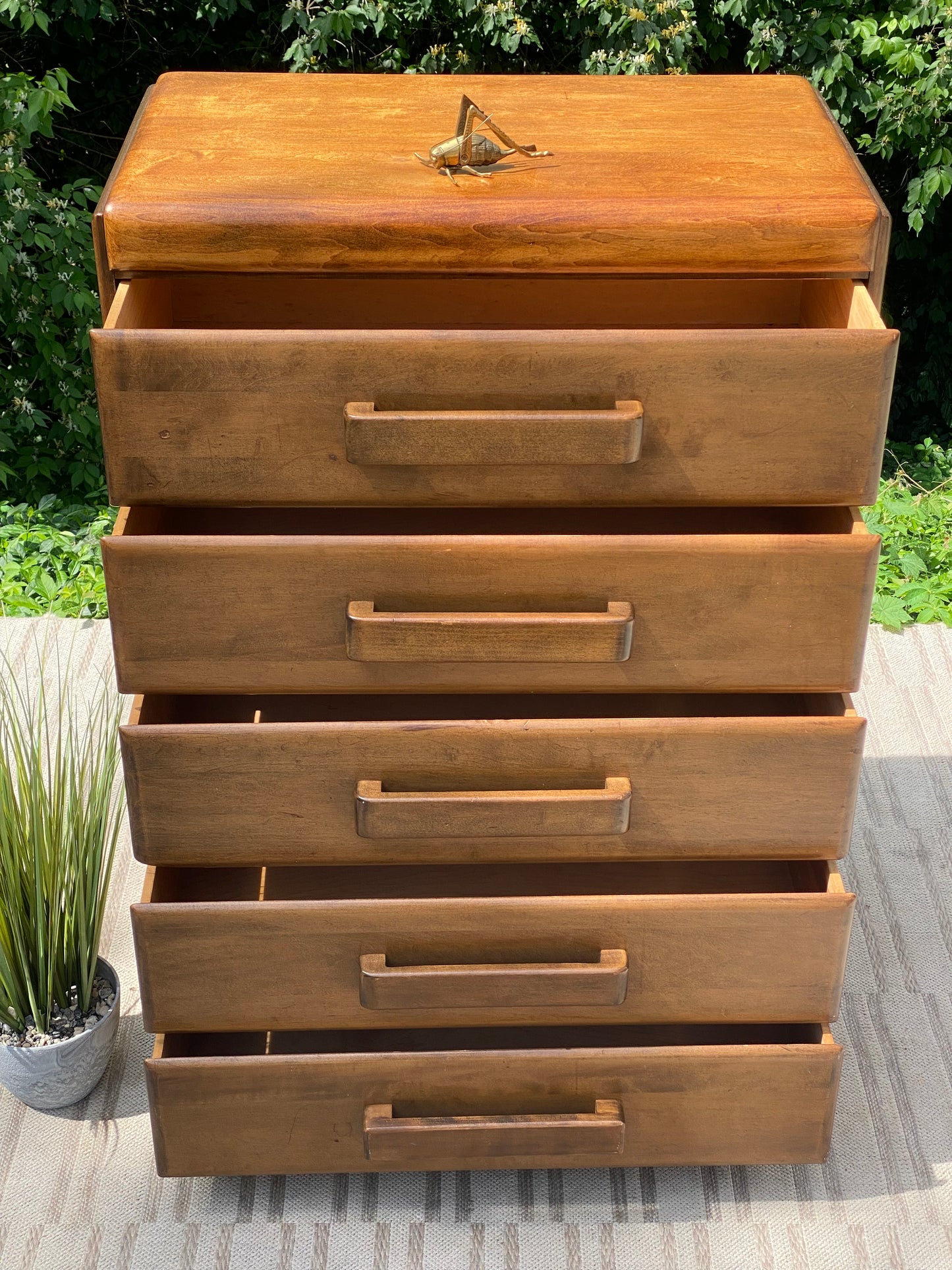 Vintage Russell Wright Conant Ball 5 Drawer Highboy Dresser