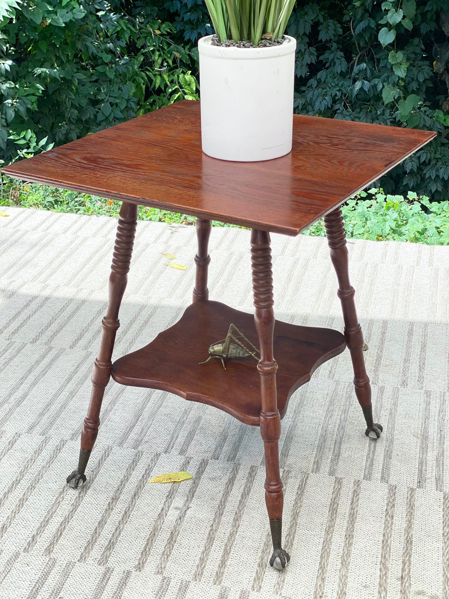 Vintage Wooden Claw Foot Plant Stand