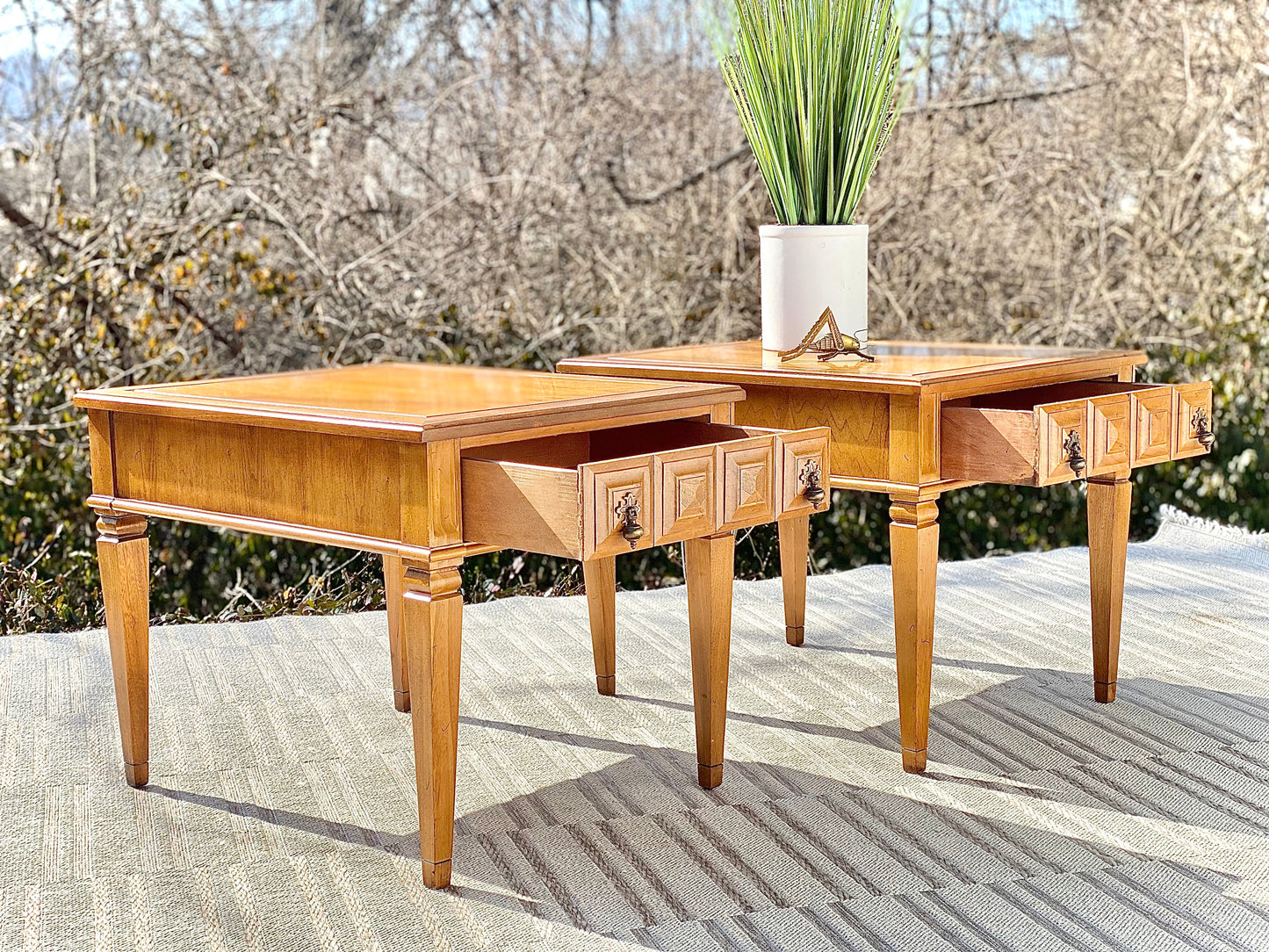 Vintage Pair of Wooden Side Tables