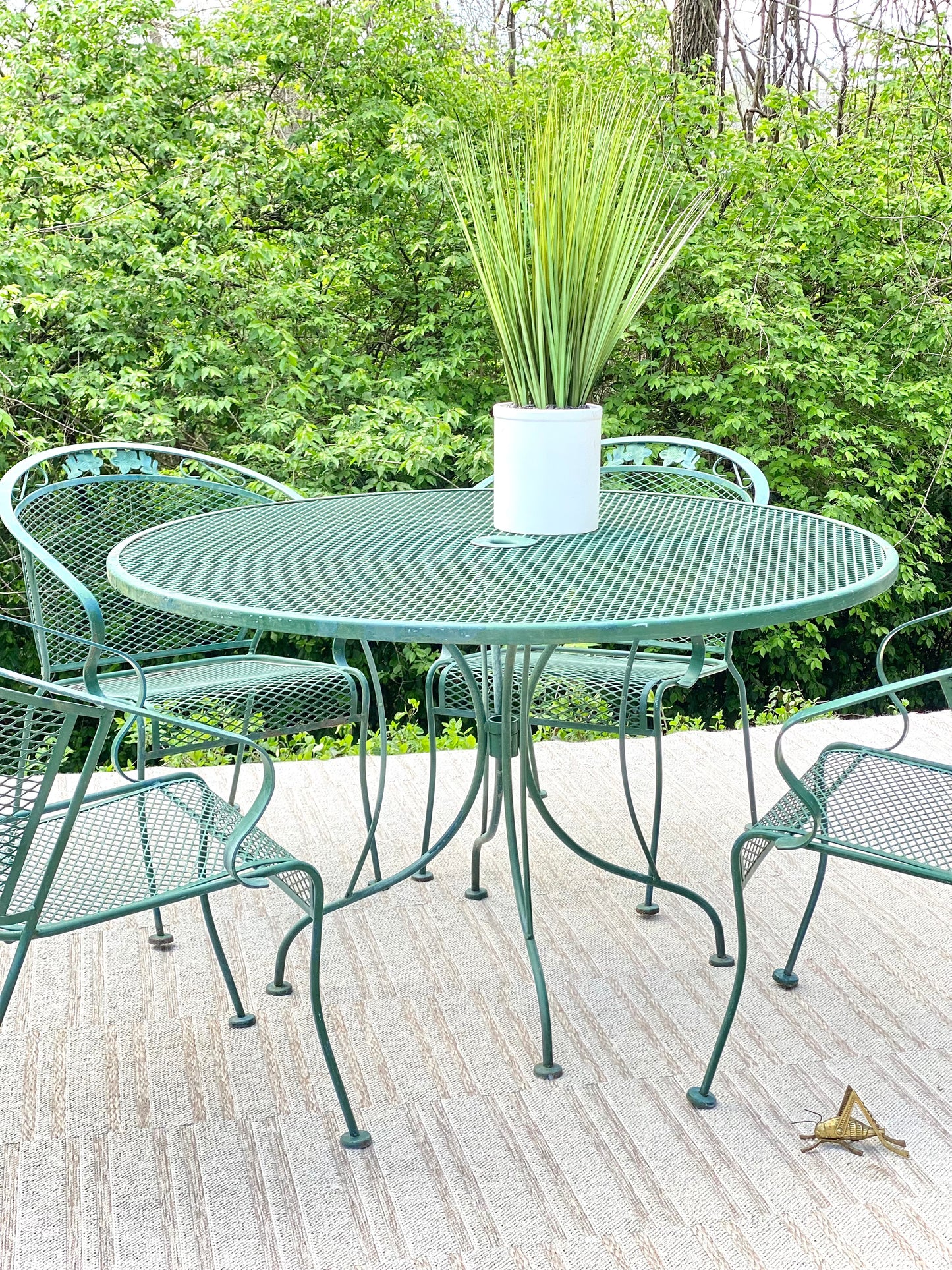 Vintage Metal Mesh Patio Table & Chairs