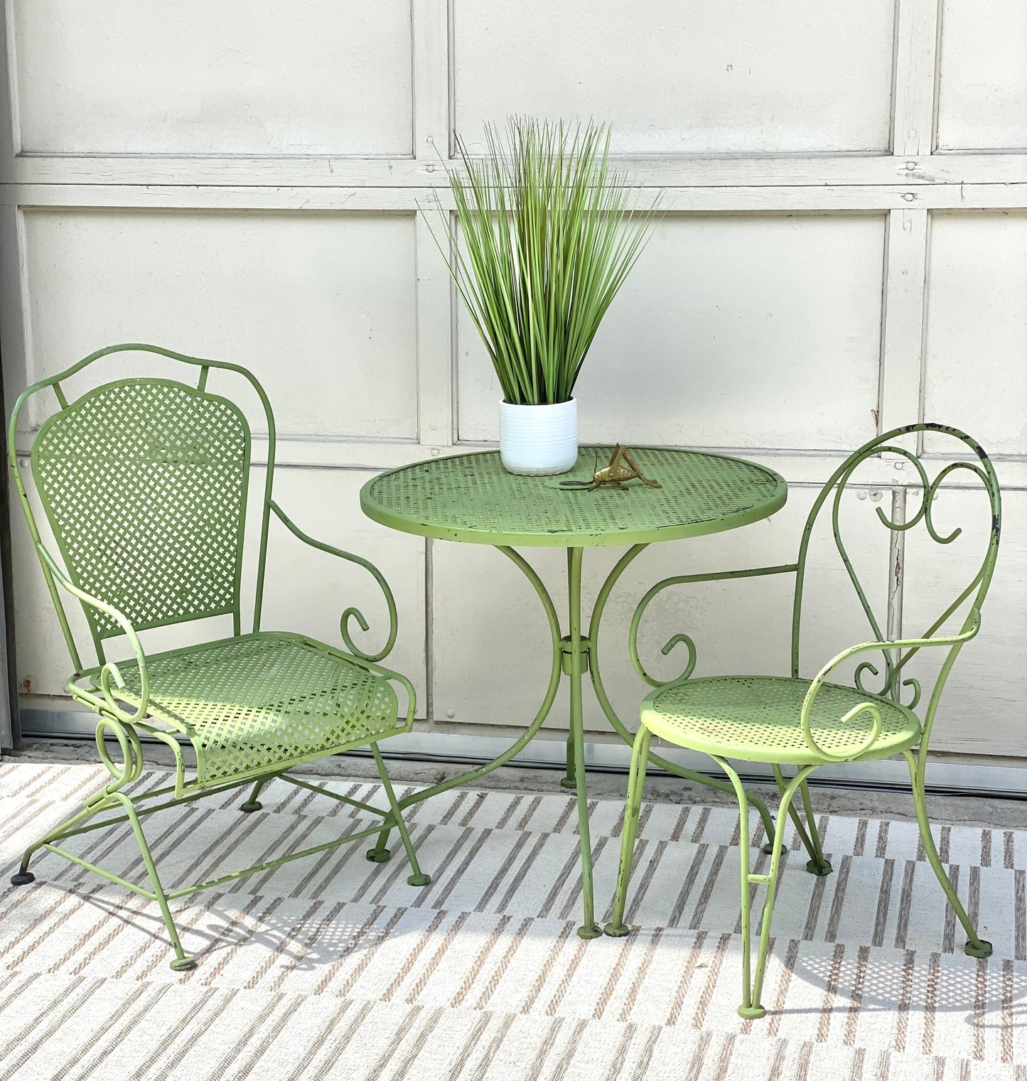 Vintage 3 Piece Green Metal Patio Set