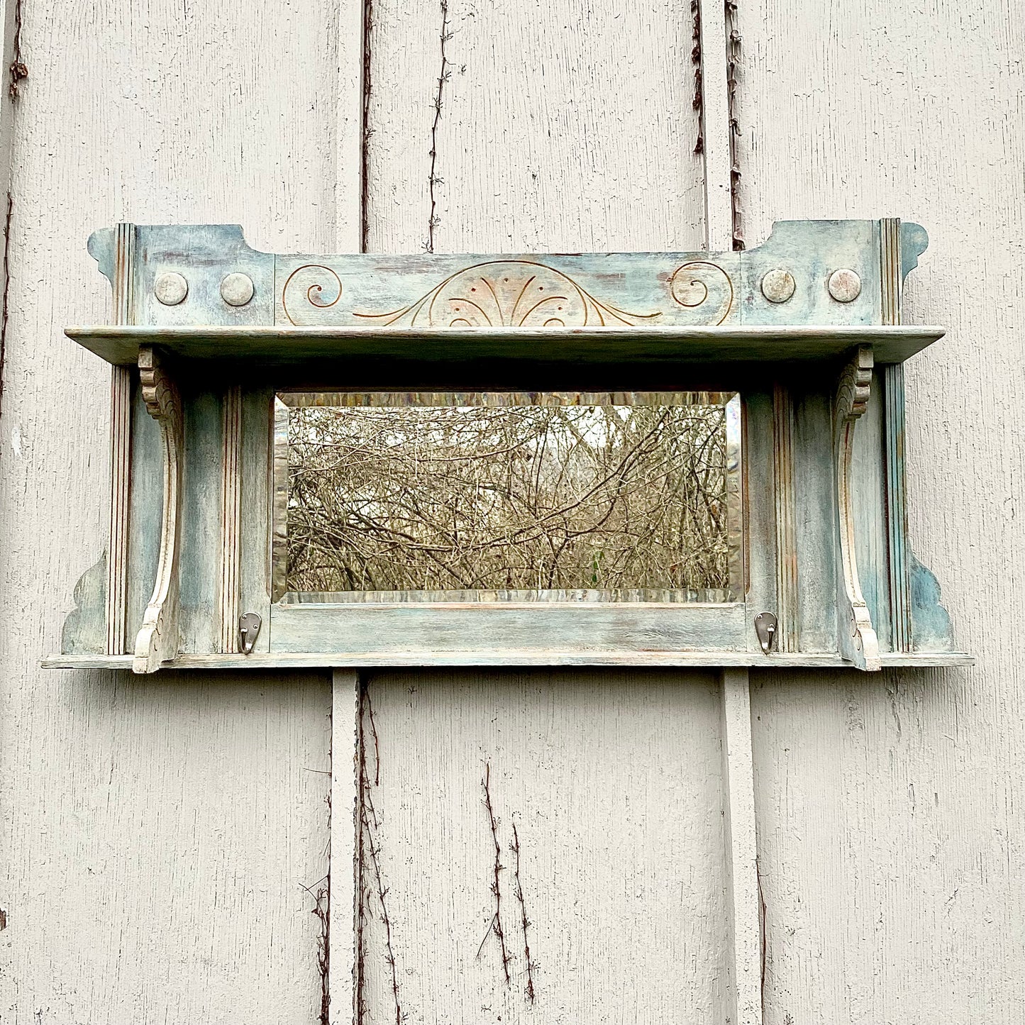 Vintage Painted Wooden Hanging Mirror