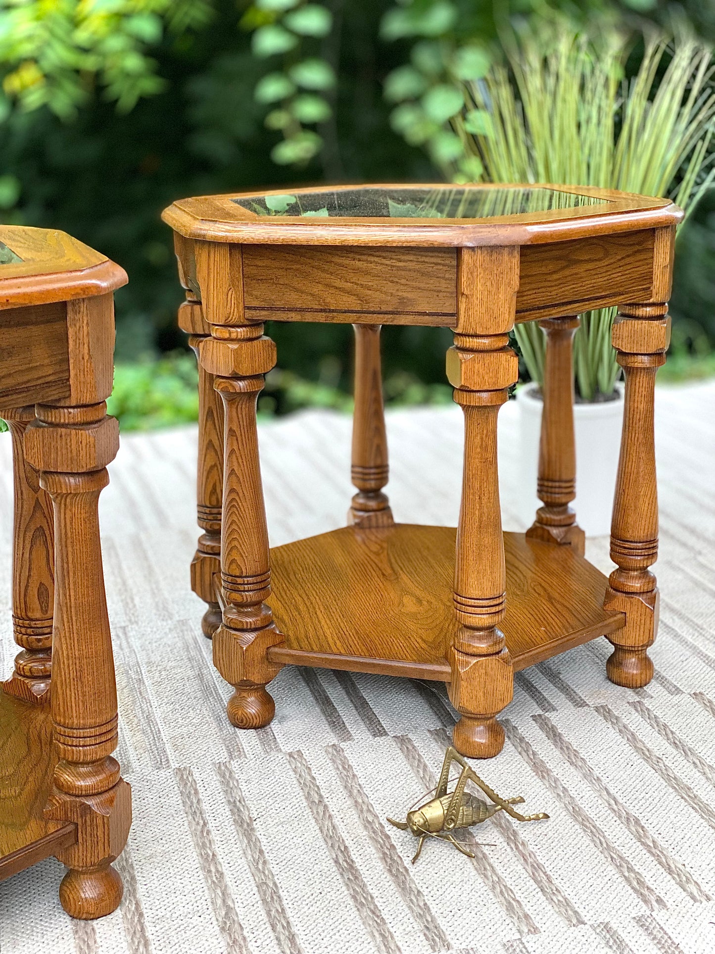 Vintage Pair of Wooden Side Tables