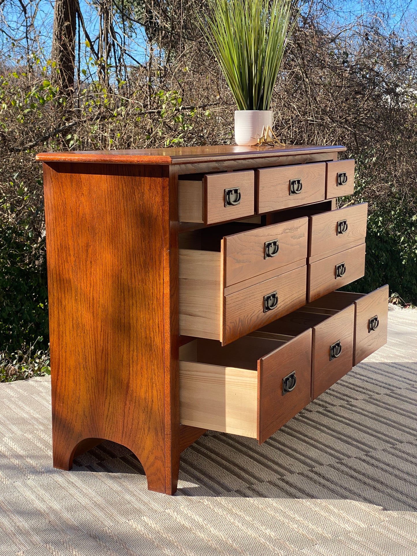 Modern Arts & Crafts Mission Style 8 Drawer Dresser