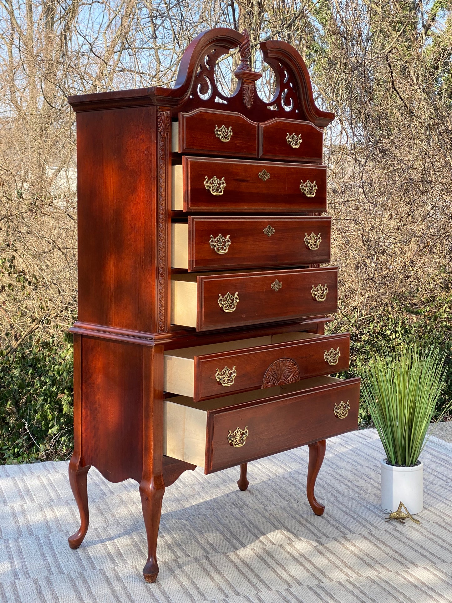 Vintage Bassett 6 Drawer Highboy Dresser