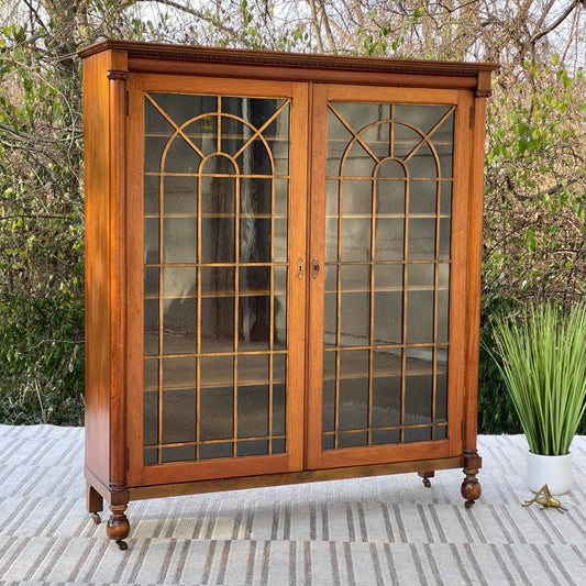 Vintage Wooden Display Glass Bookcase