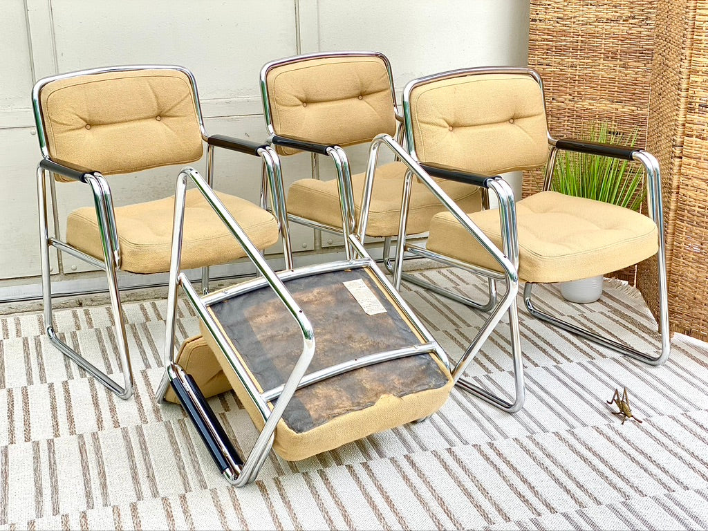 Retro Chrome Tubular Set of 4 Chairs