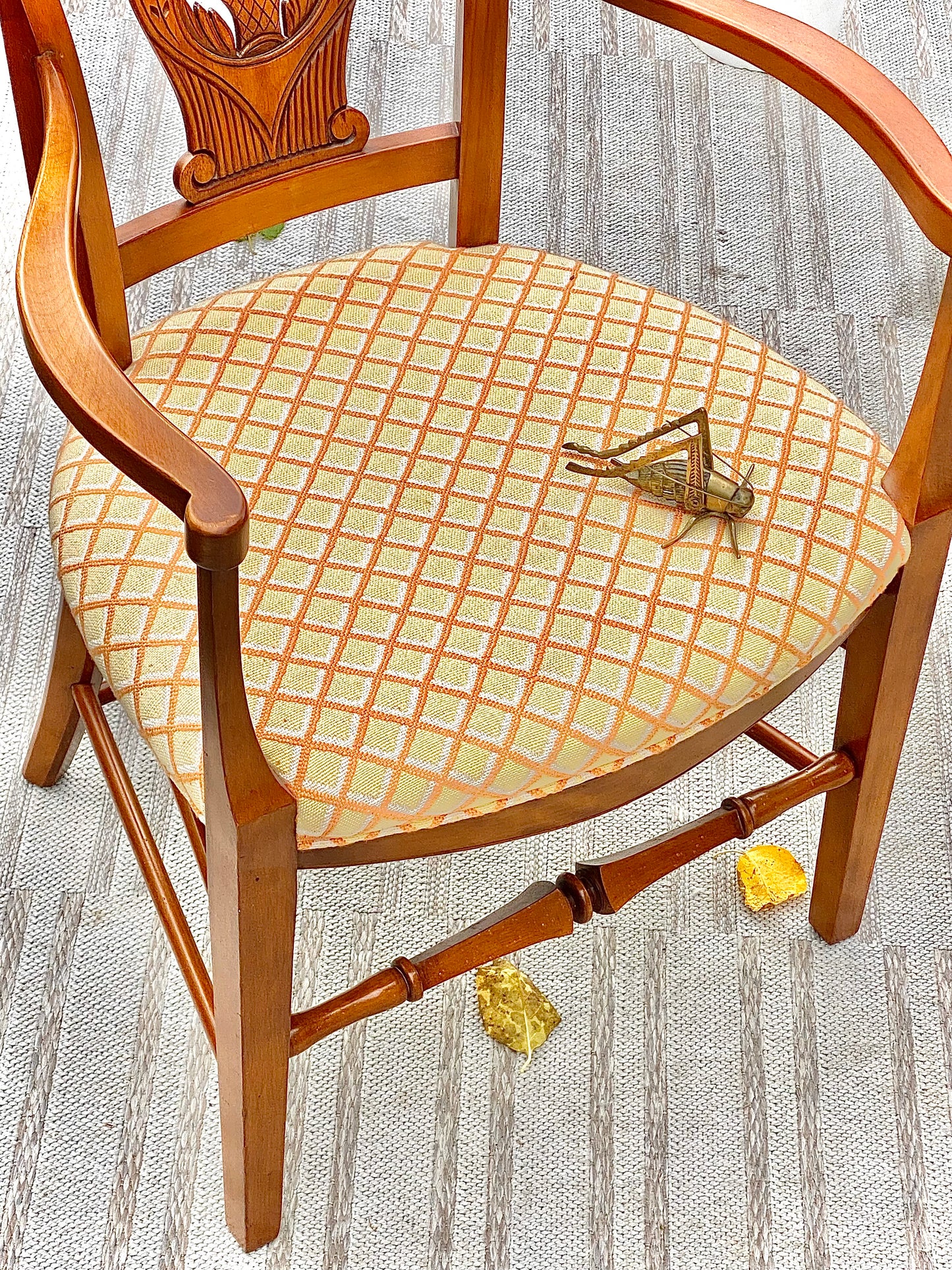 Vintage Upholstered Wooden Accent Chair