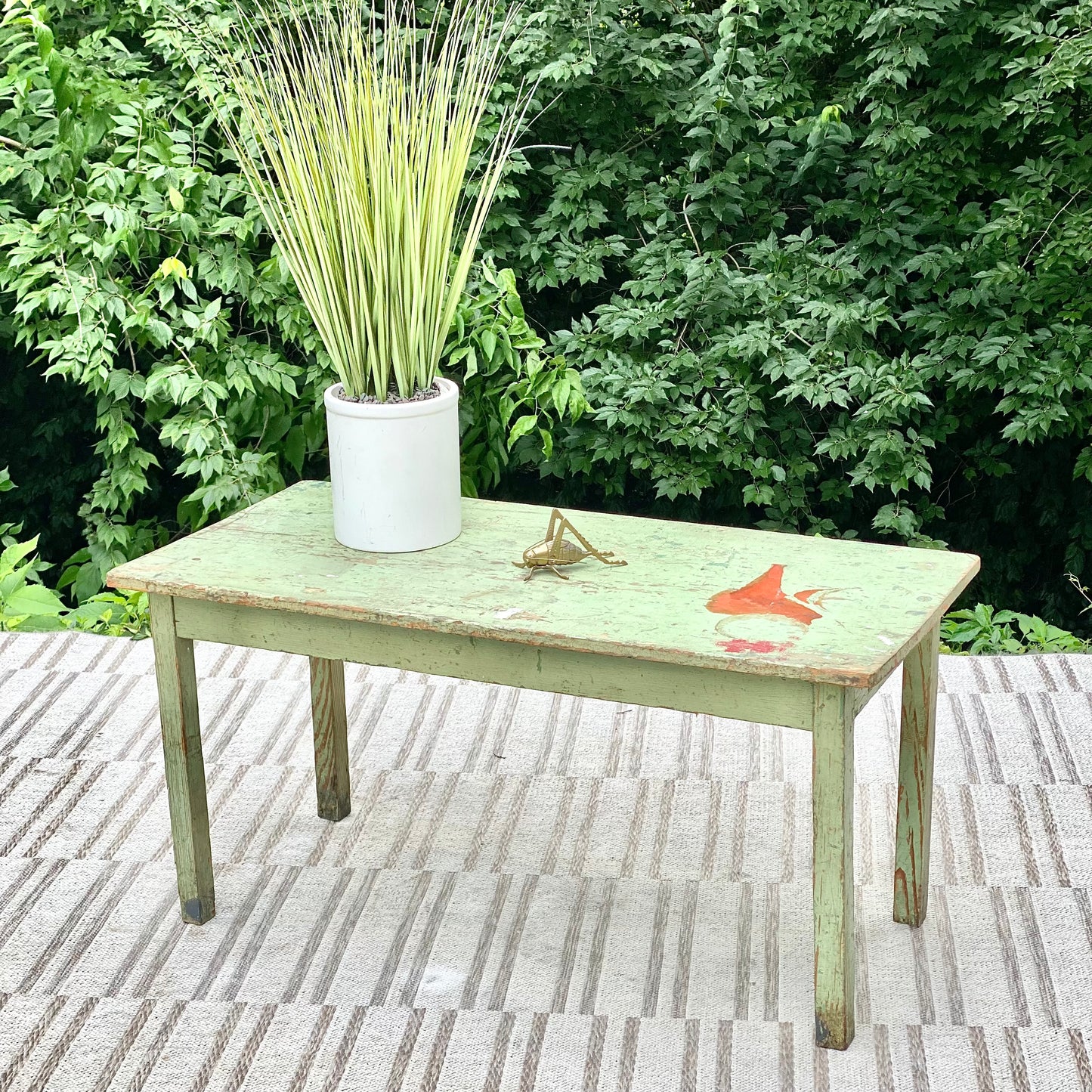 Small Primitive Green Painted Table