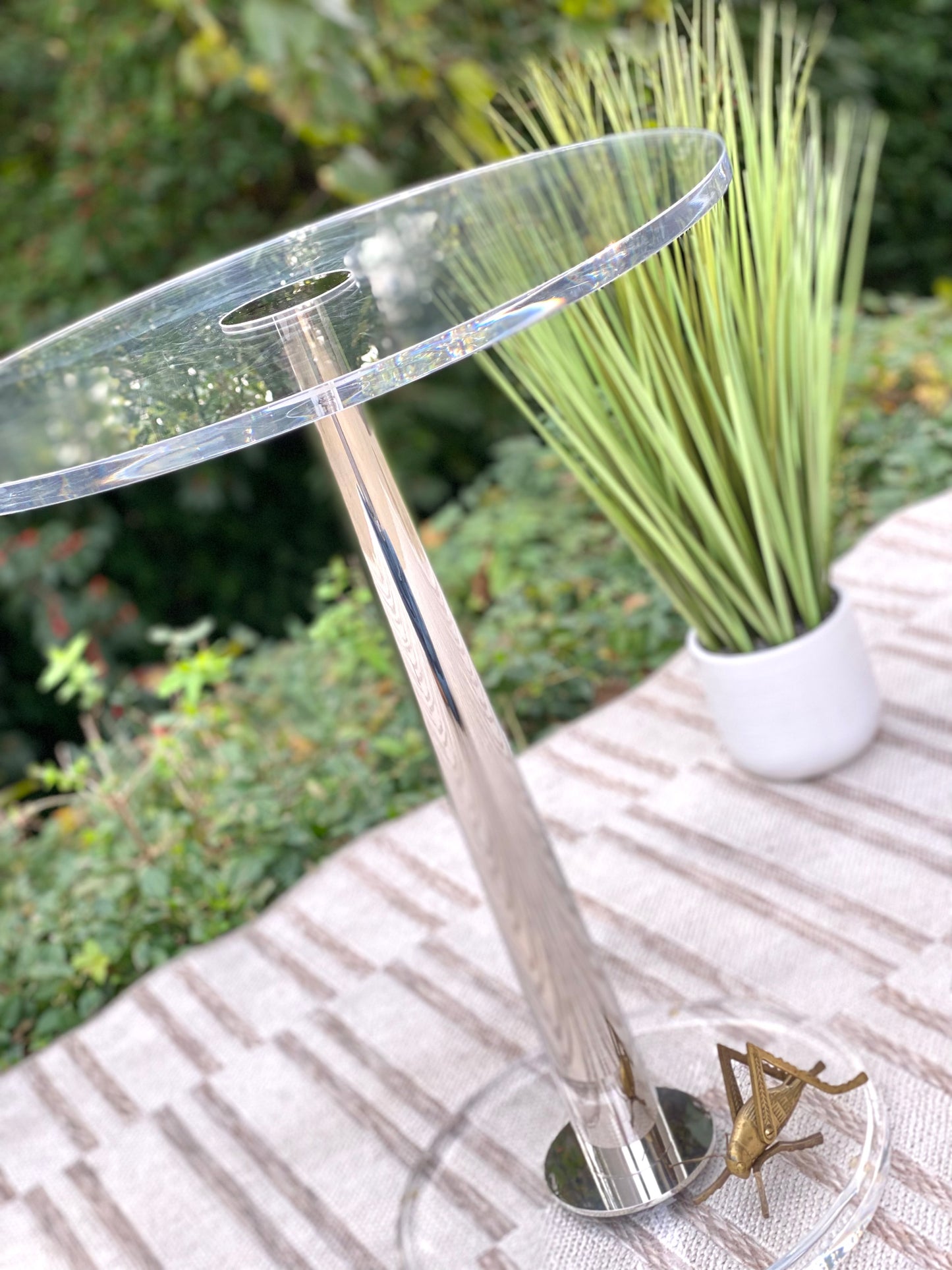 Nice Modern Lucite Chrome Side Table