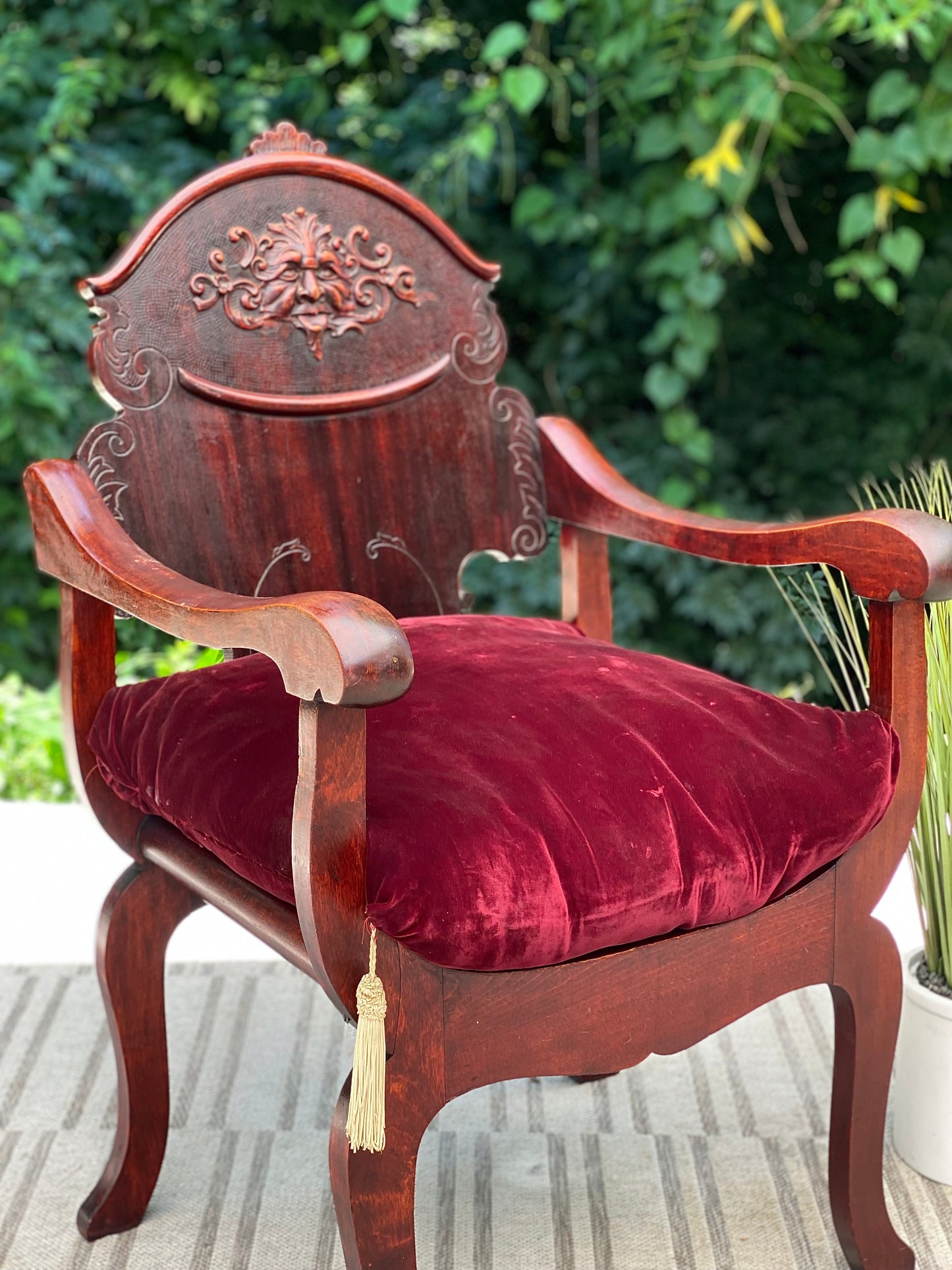 Vintage August Hausske North Wind Chicago Carved Bacchus Chair