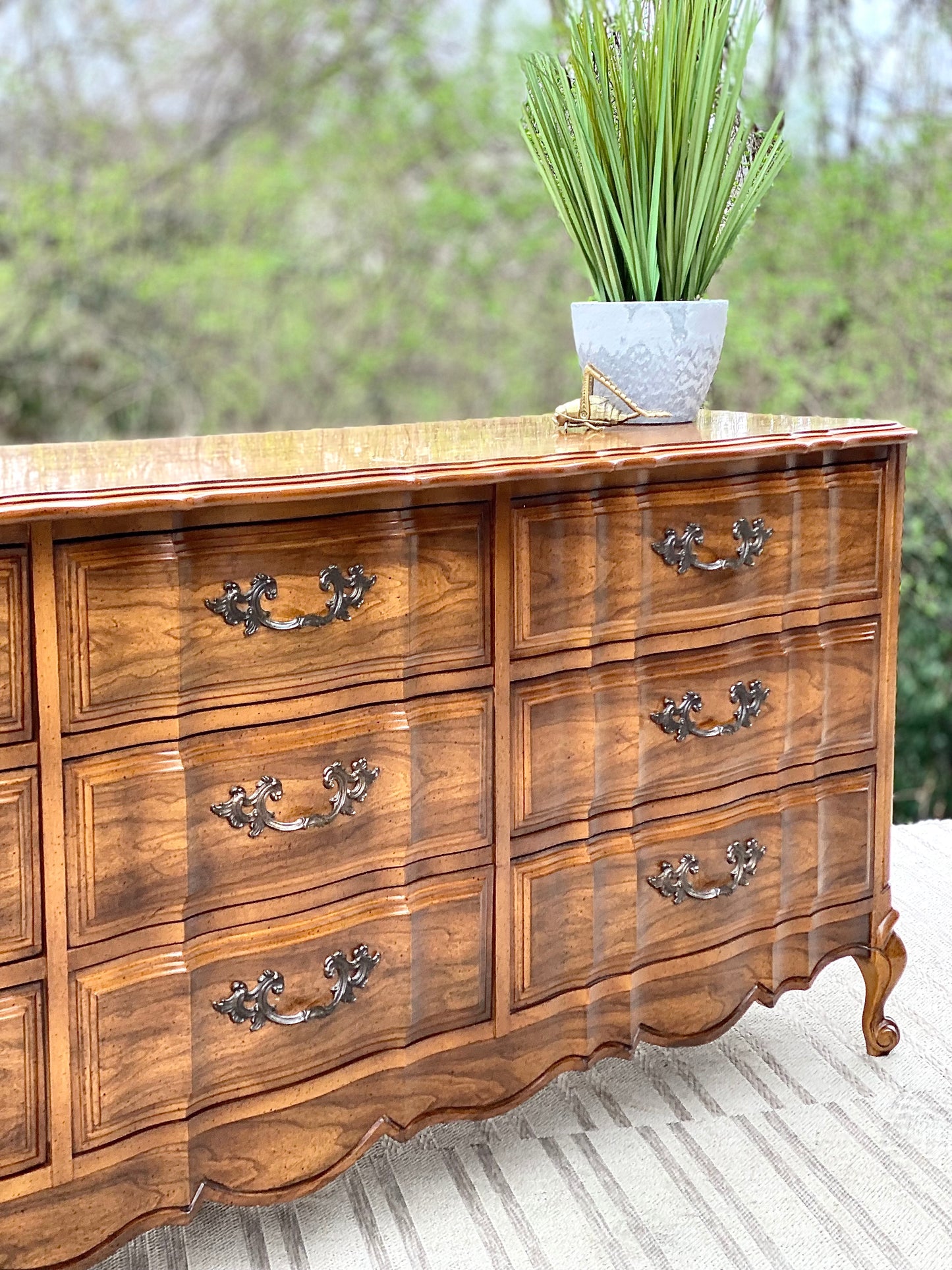 Vintage Wooden French Provincial 9 Drawer Dresser