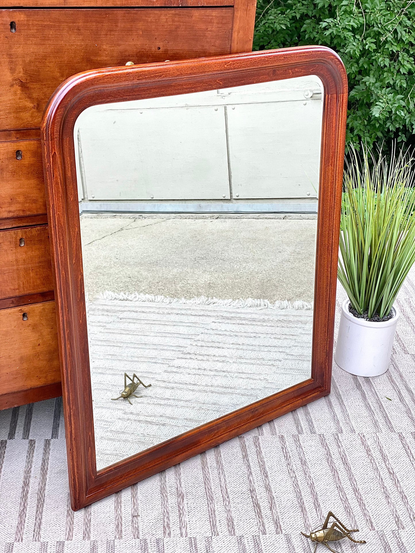 Large Wooden Curved Mirror