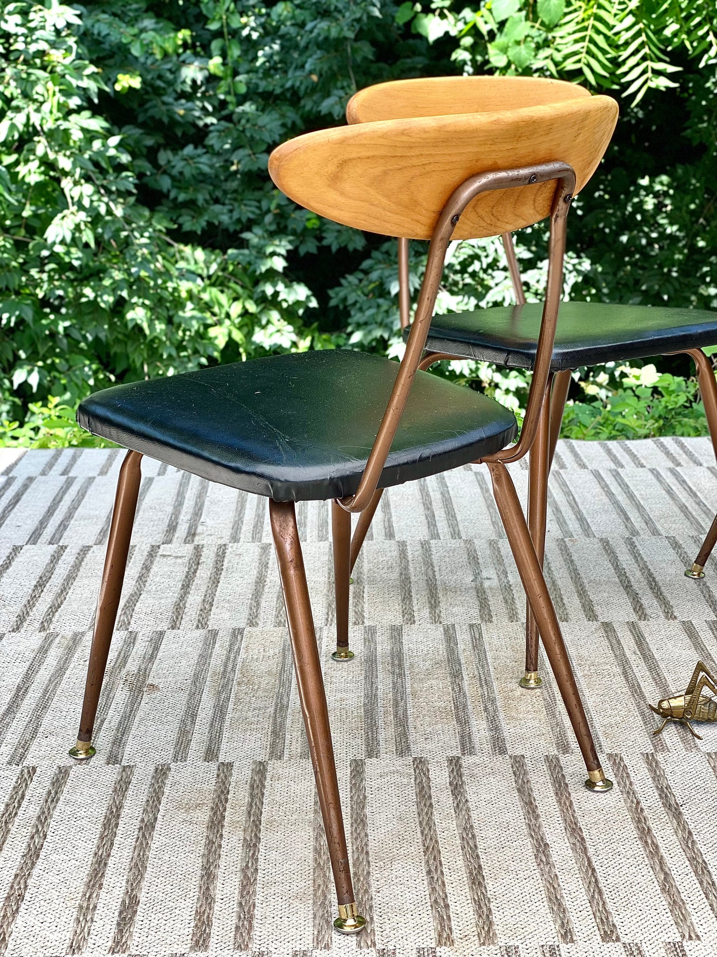 Vintage MCM Vinyl Wood Chairs