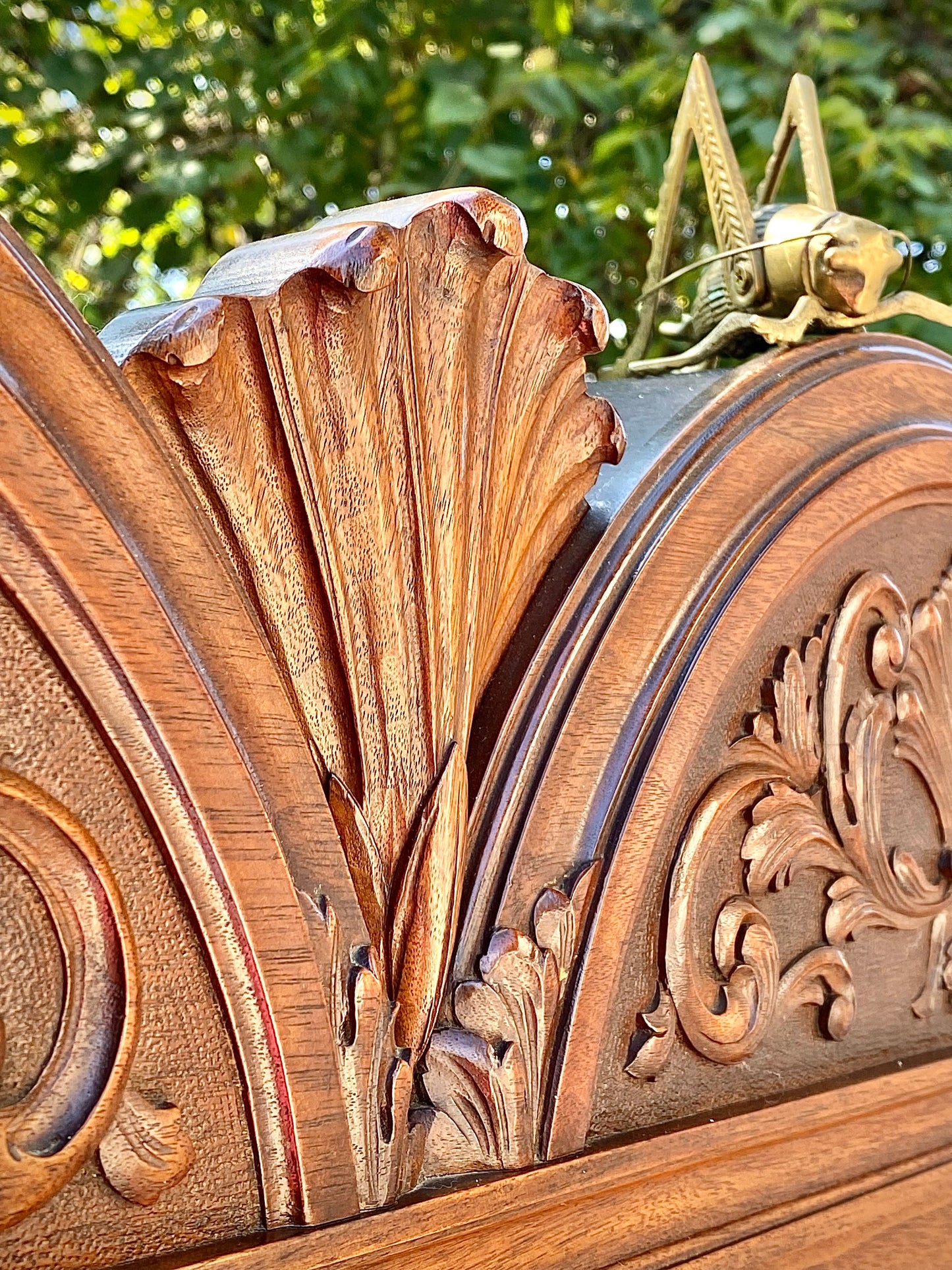 Vintage Hand Carved Wooden Display Cabinet