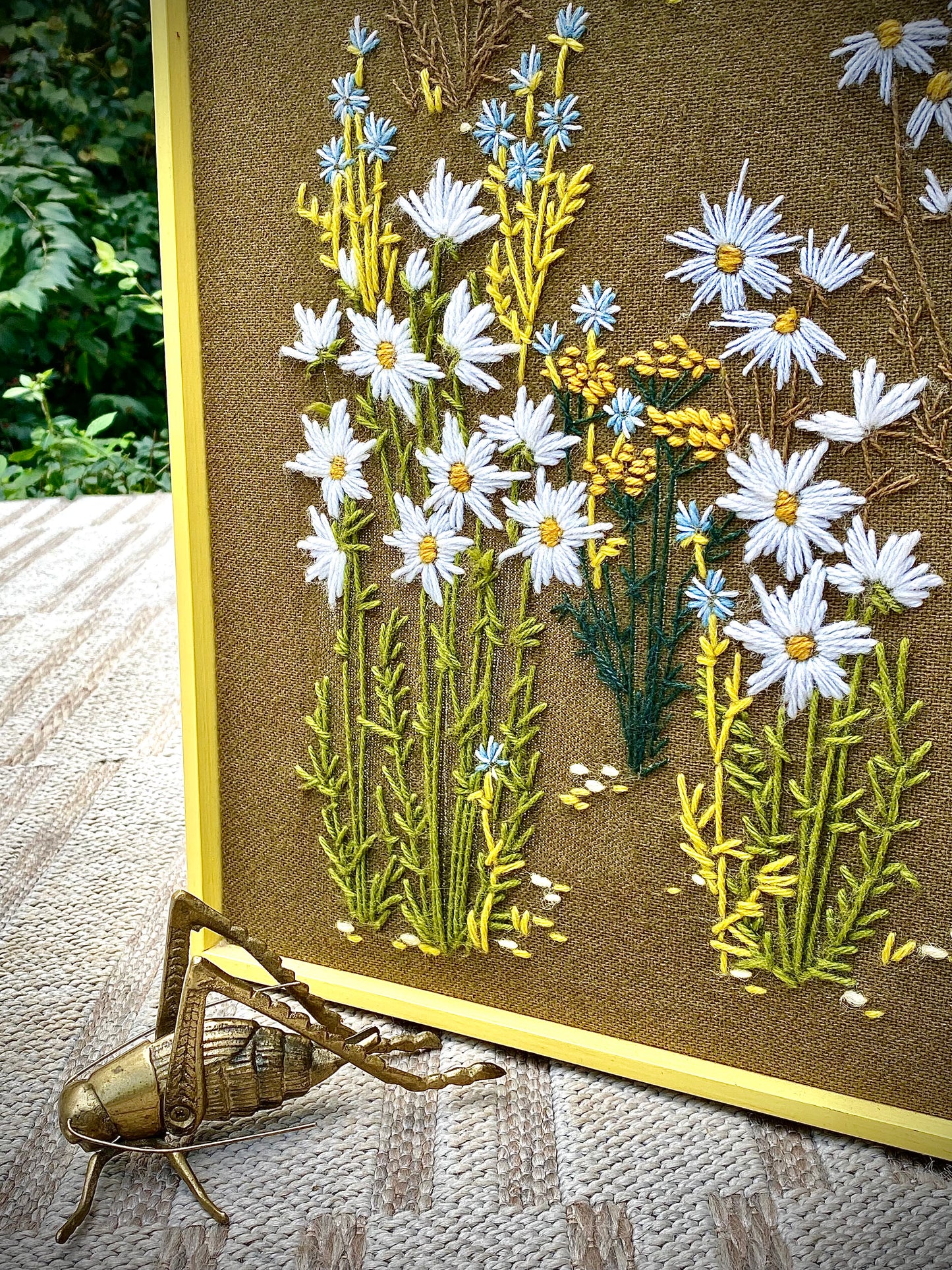 Vintage Mid Century Wood Framed Needle Point Art