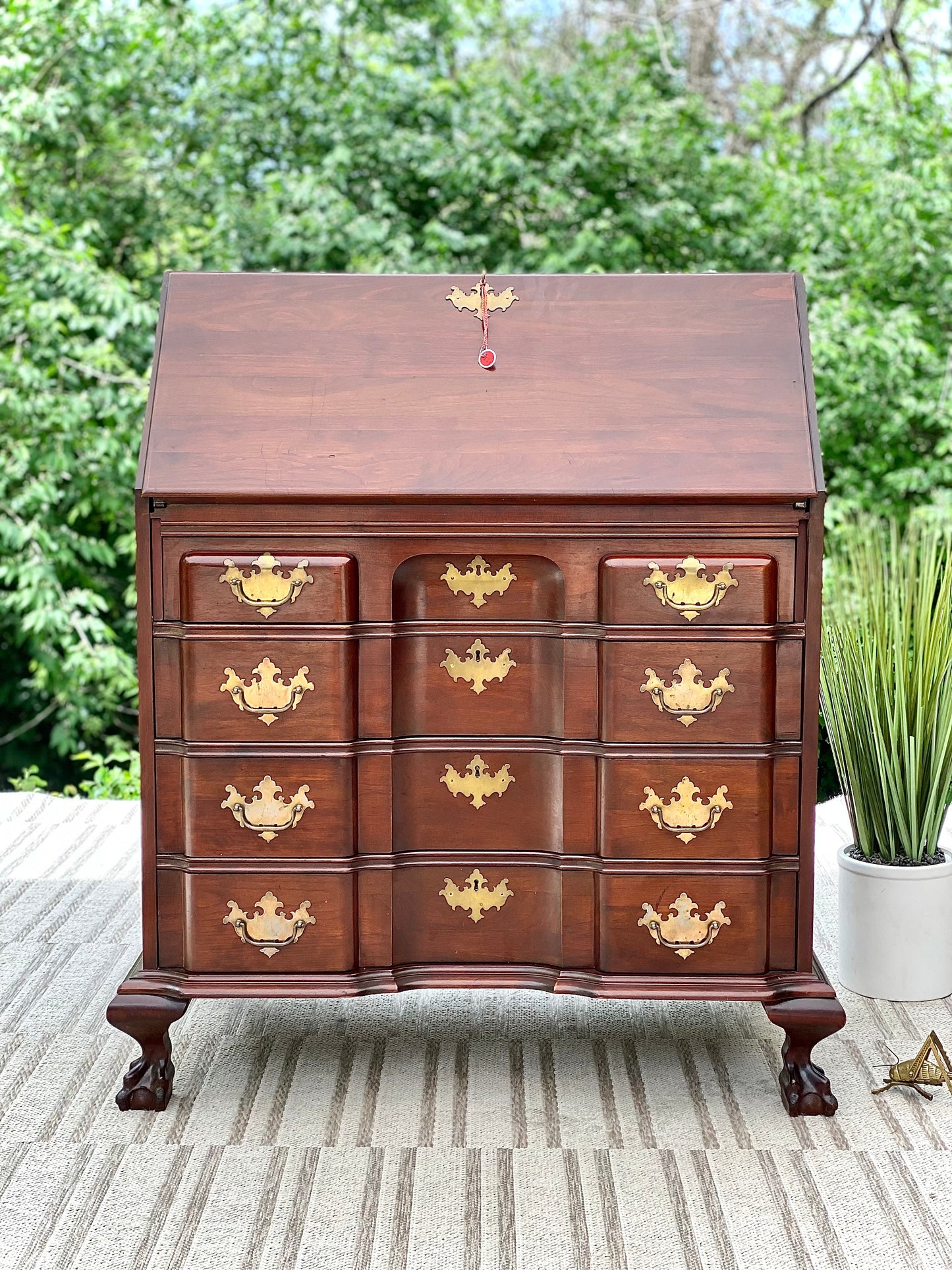 Vintage Solid Cherry Monitor Secretary
