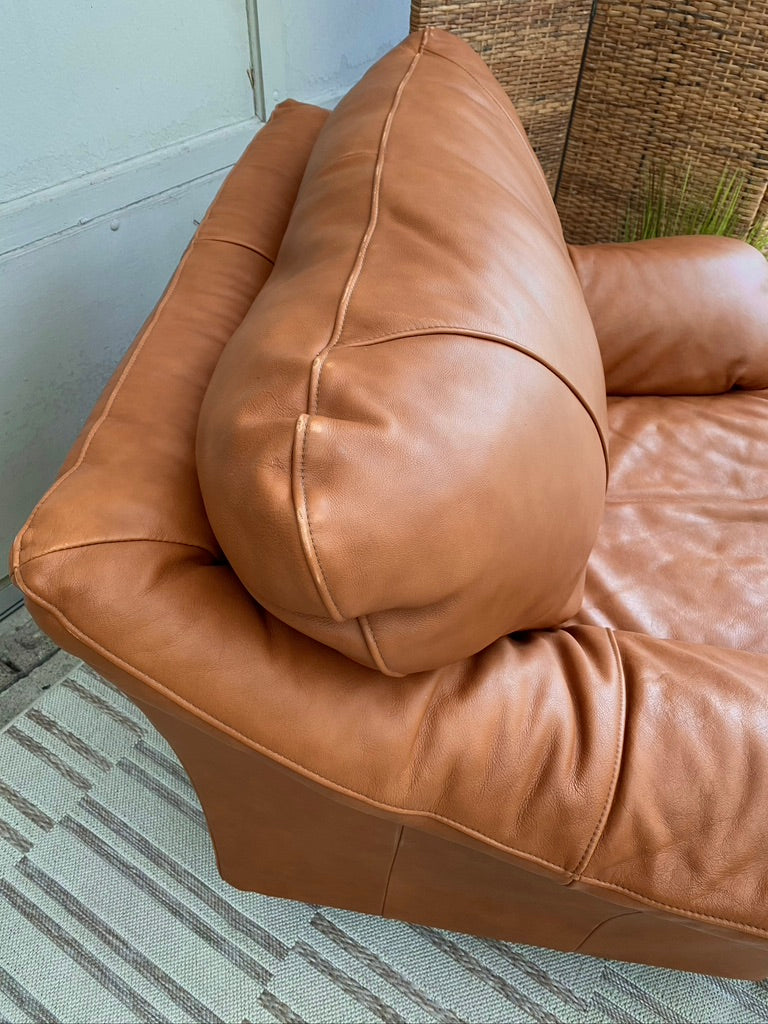 Plush Tan Leather Armchair