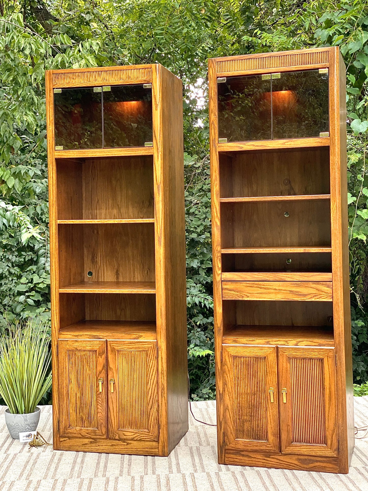 Pair of Vintage Lighted Bookcase Cabinets