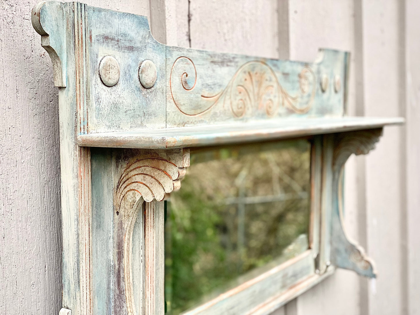 Vintage Painted Wooden Hanging Mirror