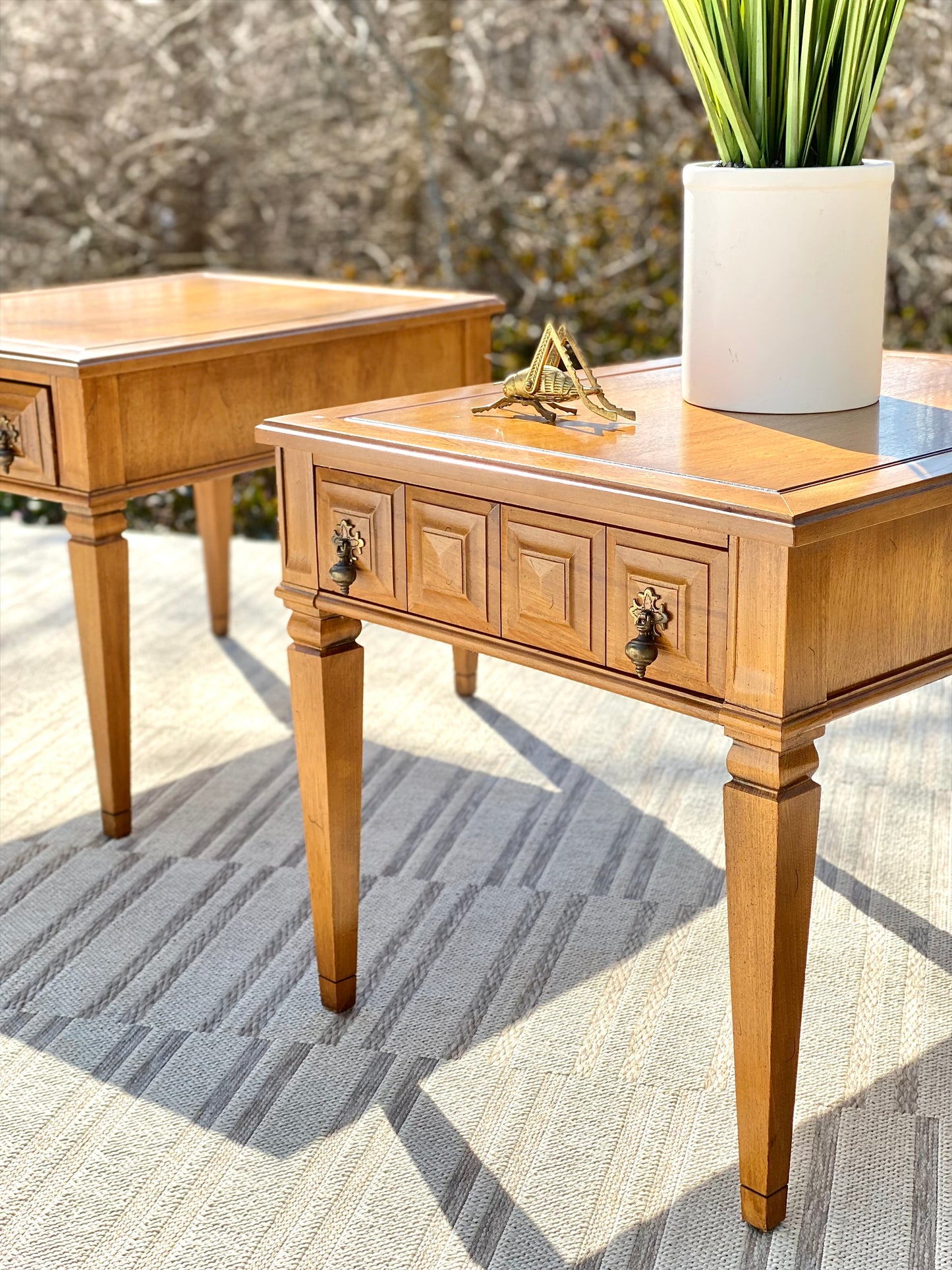 Vintage Pair of Wooden Side Tables