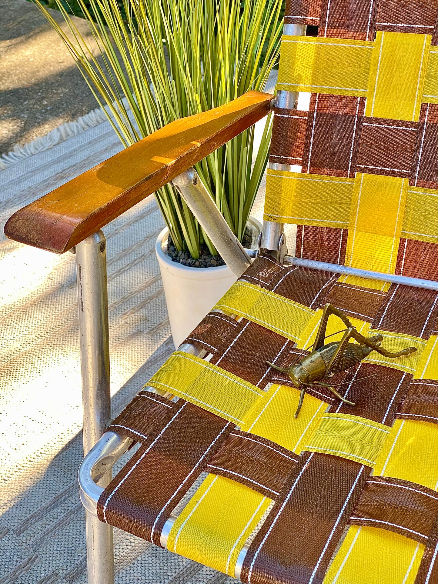 Pair of Vintage Aluminum Mesh Folding Lawn Chairs
