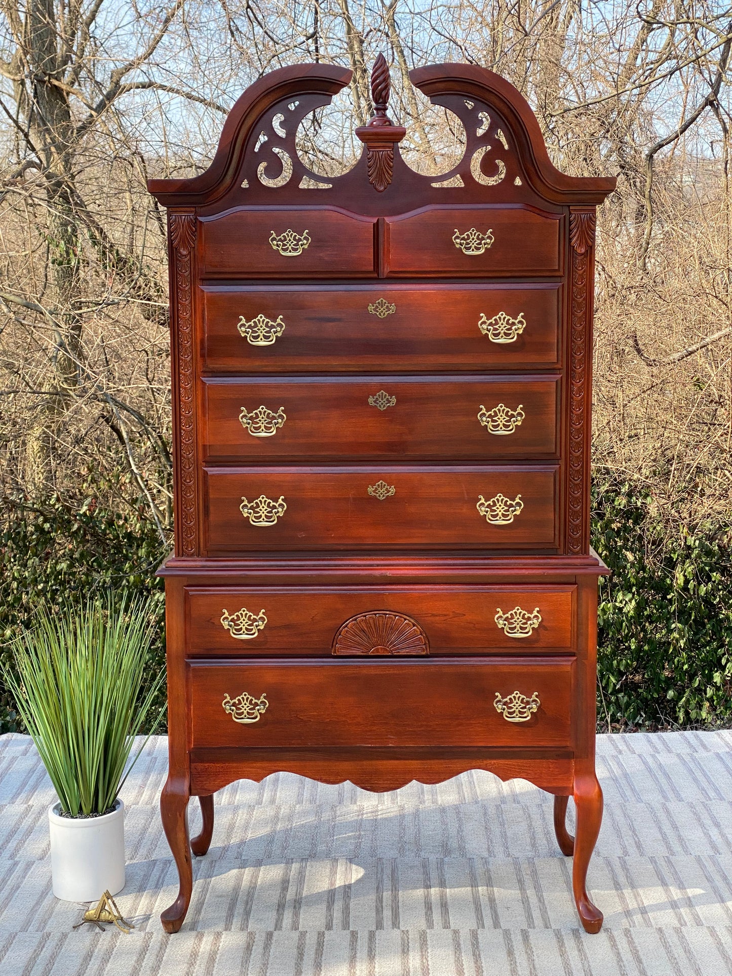 Vintage Bassett 6 Drawer Highboy Dresser