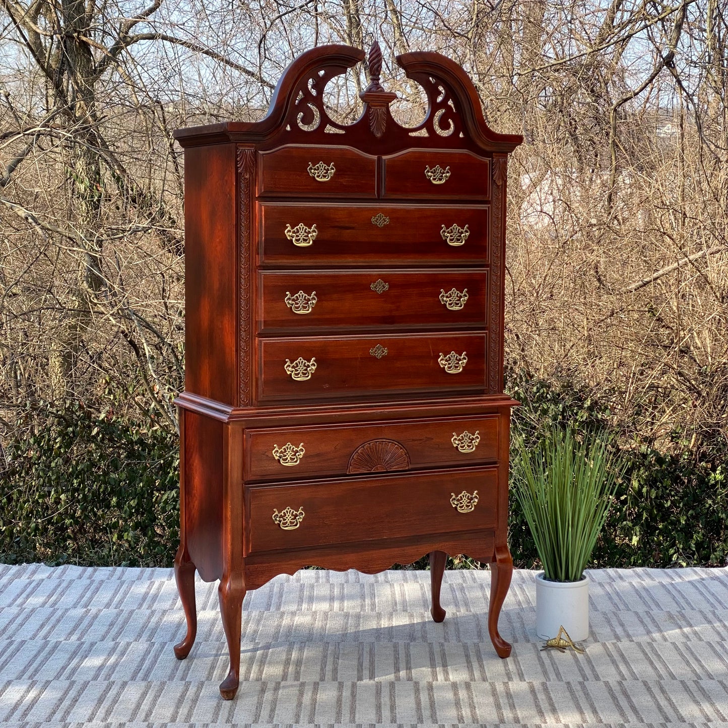 Vintage Bassett 6 Drawer Highboy Dresser